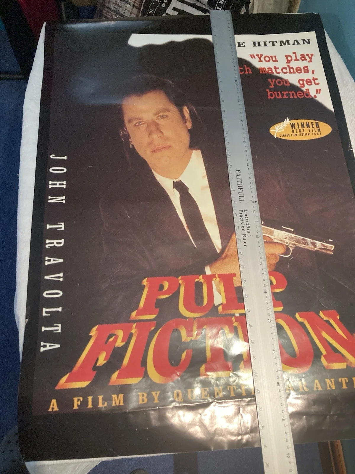 Vintage Pulp Fiction John Travolta The Hitman 1995 Poster Used Few Marks On It, image 2