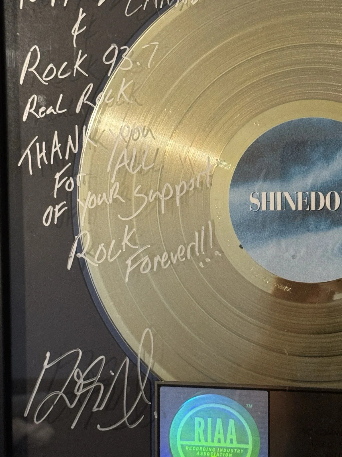 Signed SHINEDOWN “Leave A Whisper” RIAA Gold Award For 500,000 Copies Sold., изображение 2