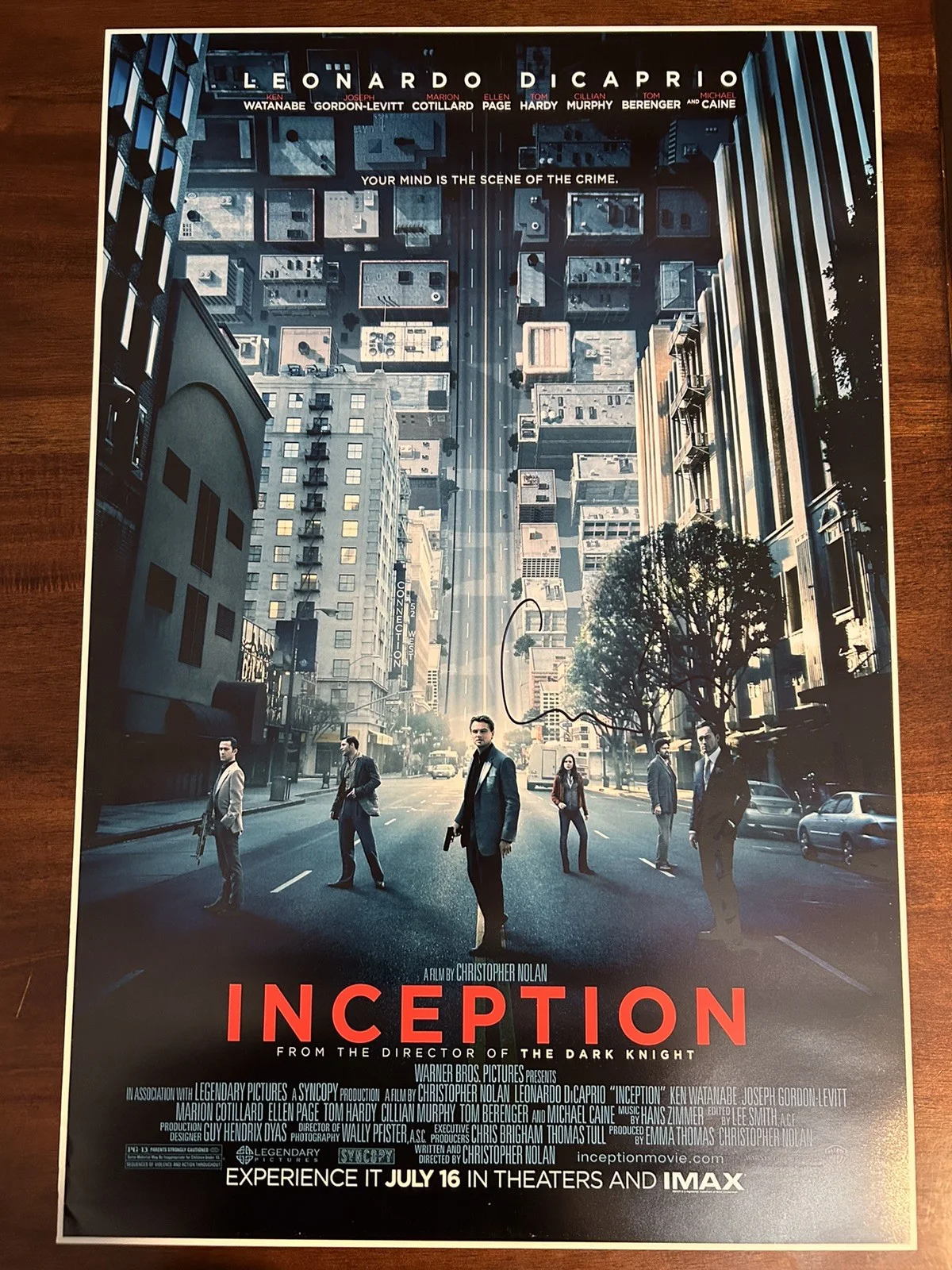 Christopher Nolan — INCEPTION Poster SIGNED by CHRISTOPHER NOLAN, High Quality Print 16x24, 2010
