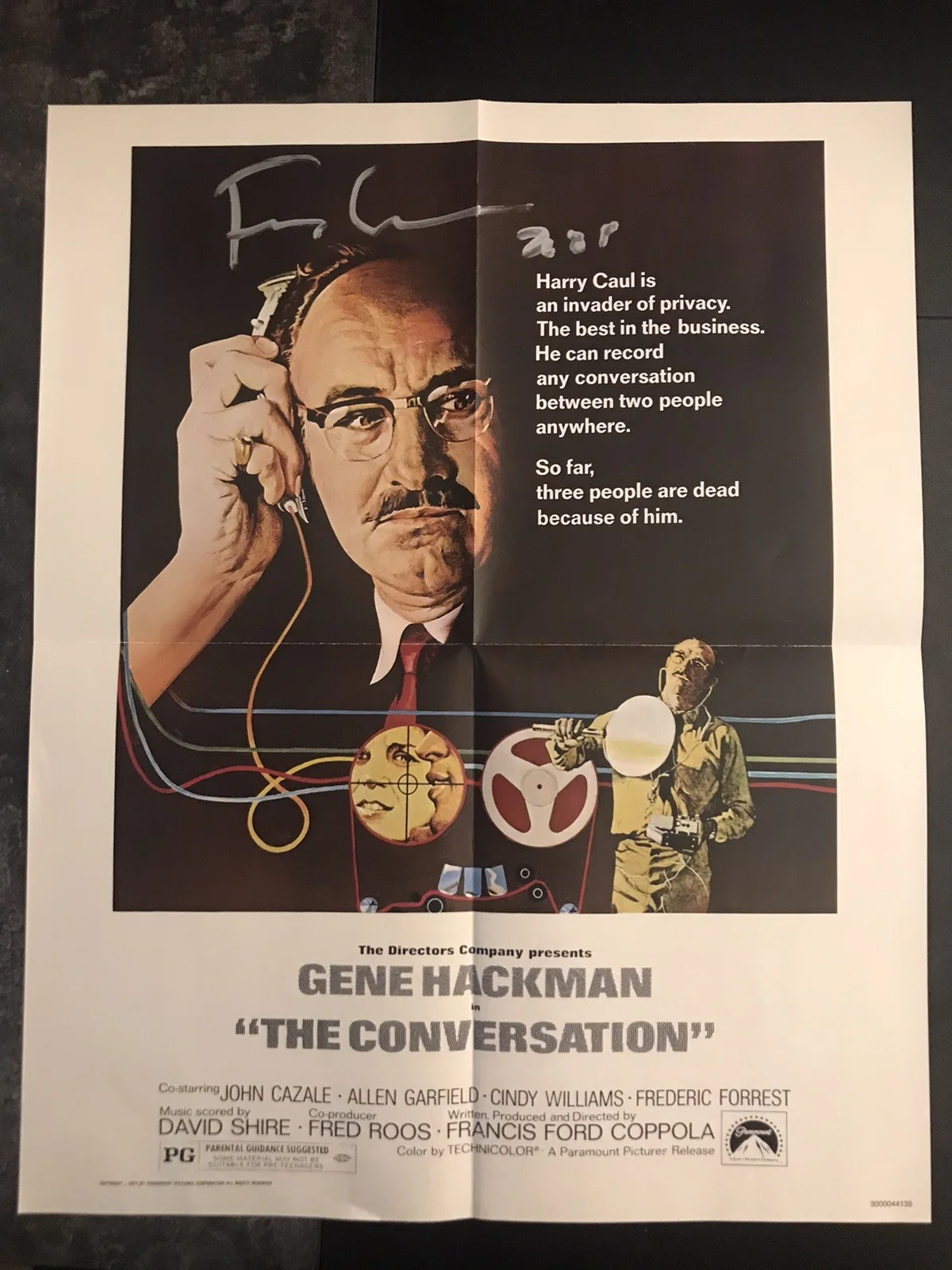 Francis Ford Coppola — The Conversation Signed By Francis Ford Coppola, 10.75x13.5” Poster, Authentic!!