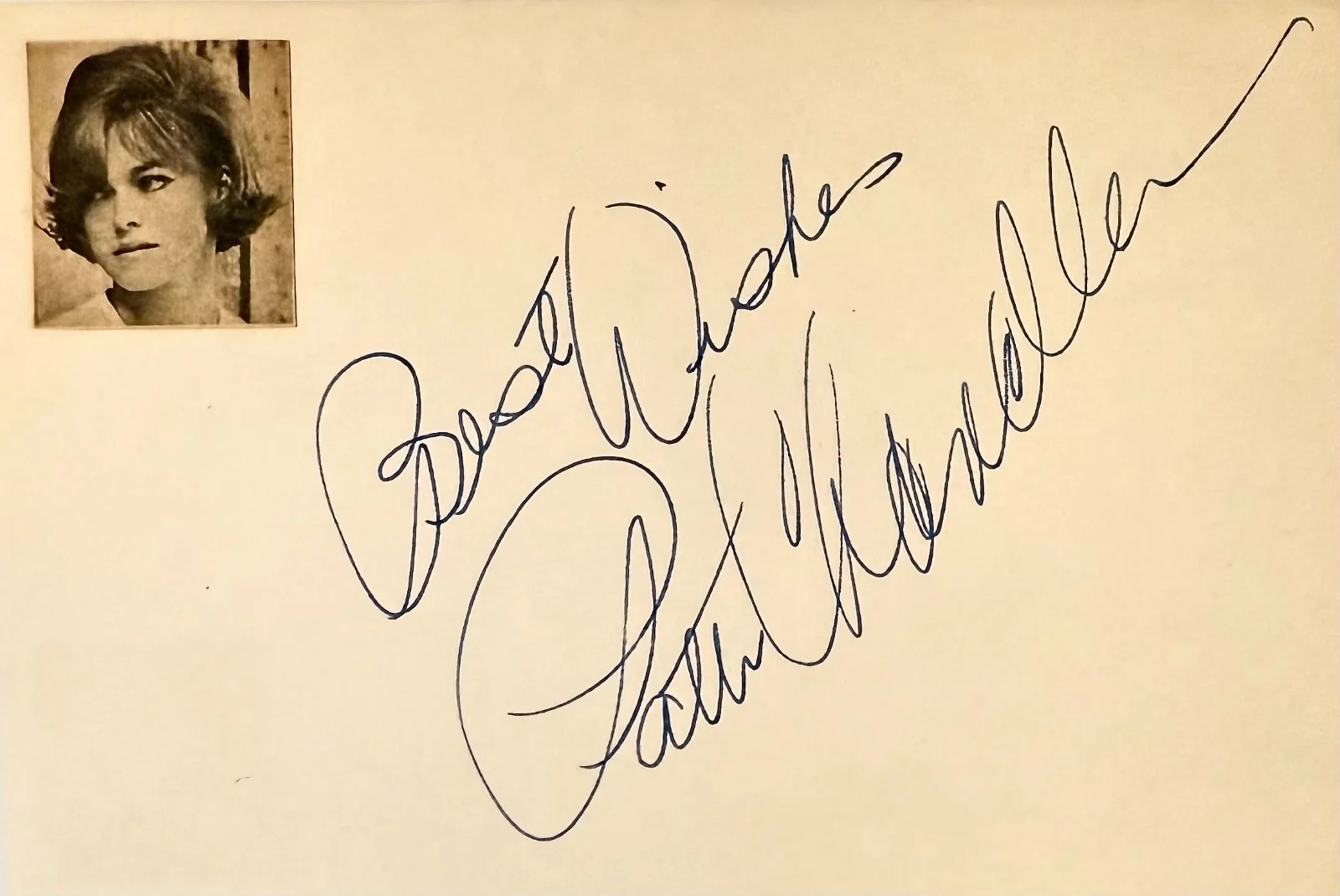 Patti Chandler — PATTI CHANDLER Signed Autographed 4"x 6" INDEX CARD How to Stuff a Wild Bikini