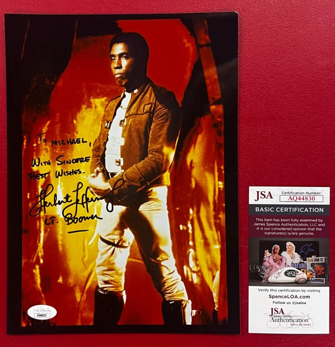 Herbert Jefferson Jr — Herbert Jefferson Jr. Signed Color Photo JSA AUTO "Battlestar Galactica" Actor!