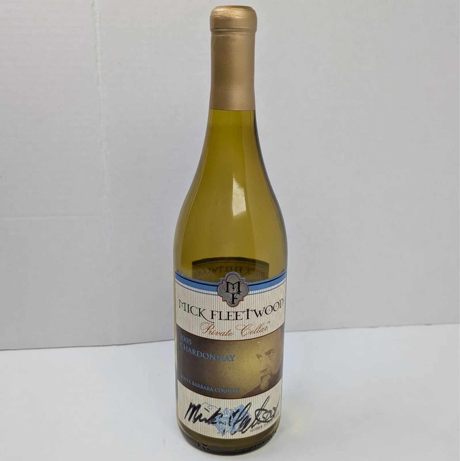 Mick Fleetwood Autographed 2005 Santa Barbara Chardonnay Empty Wine Bottle, изображение 2