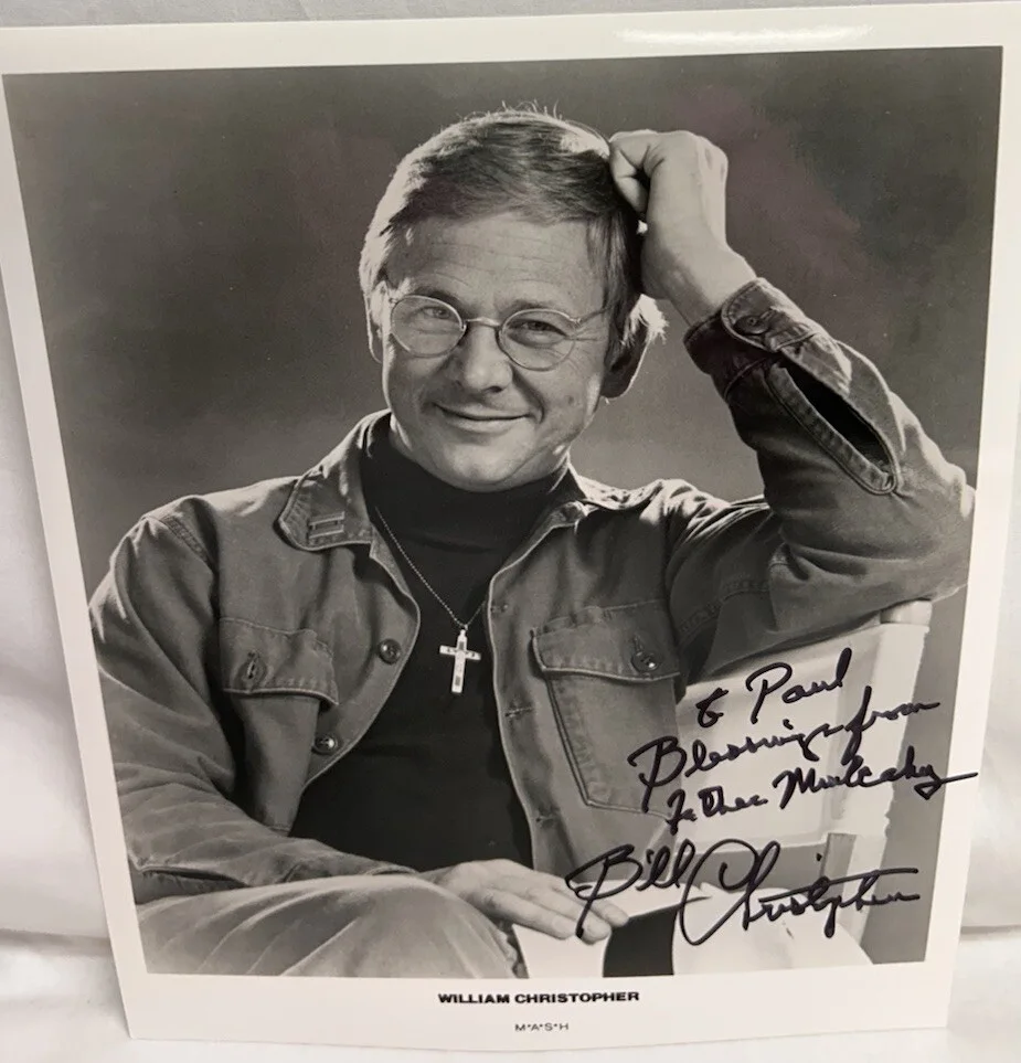 William Christopher — William Christopher M*A*S*H 8 x 10 B/W Picture Signed Personalized, image 2