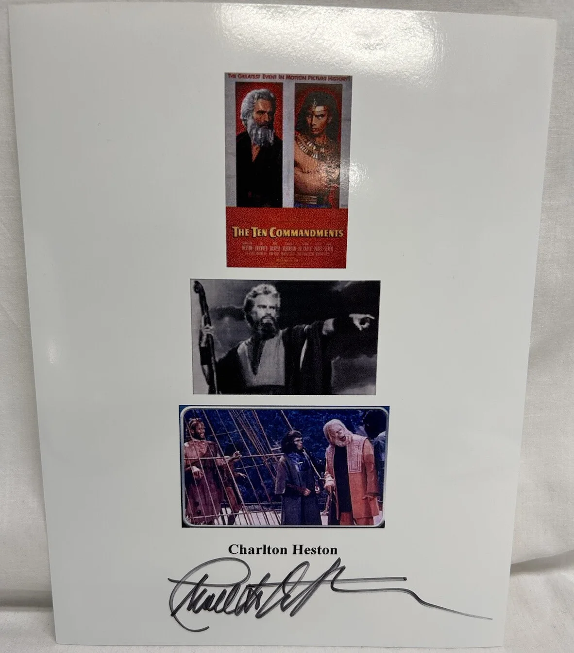 Charles Heston — Charles Heston The Ten Commandments 8x 10” Colored Picture Signed