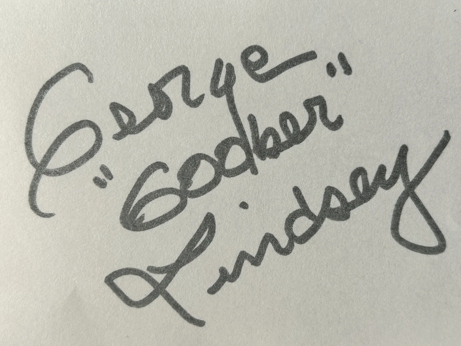 George Lindsey — George Lindsey as Goober Signature on Index Card Original, изображение 2