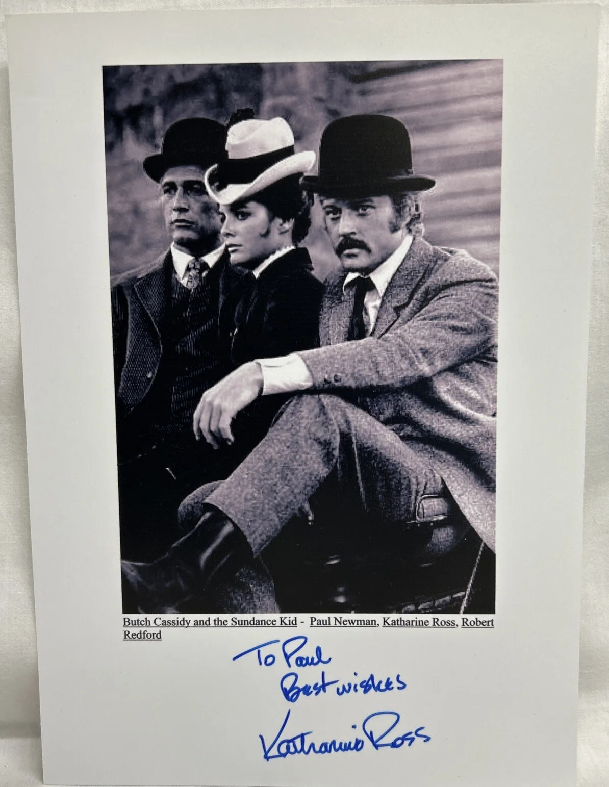 Katharine Ross — Katharine Ross Butch Cassidy & The Sundance Kid 7.5x5.5” B/W Picture Signed