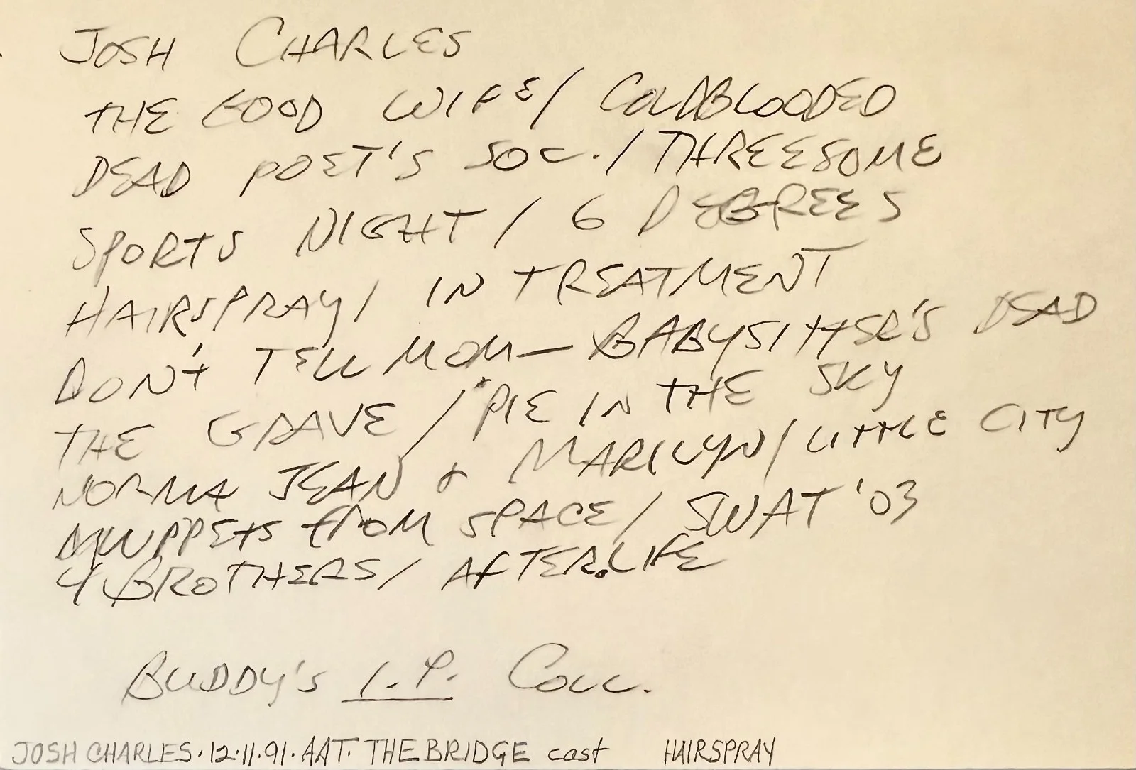 Josh Charles — JOSH CHARLES Autographed Signed 4"x 6" INDEX CARD Dead Poets Society THE VEIL, изображение 4