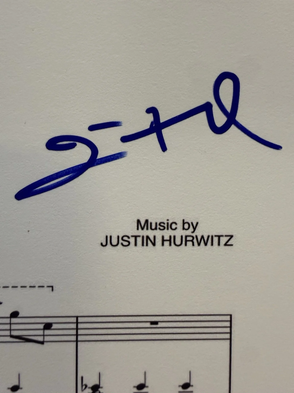 Justin Hurwitz — Justin Hurwitz Signed 8.5x11 LA LA Land Planetarium Music Sheet Beckett COA, изображение 2
