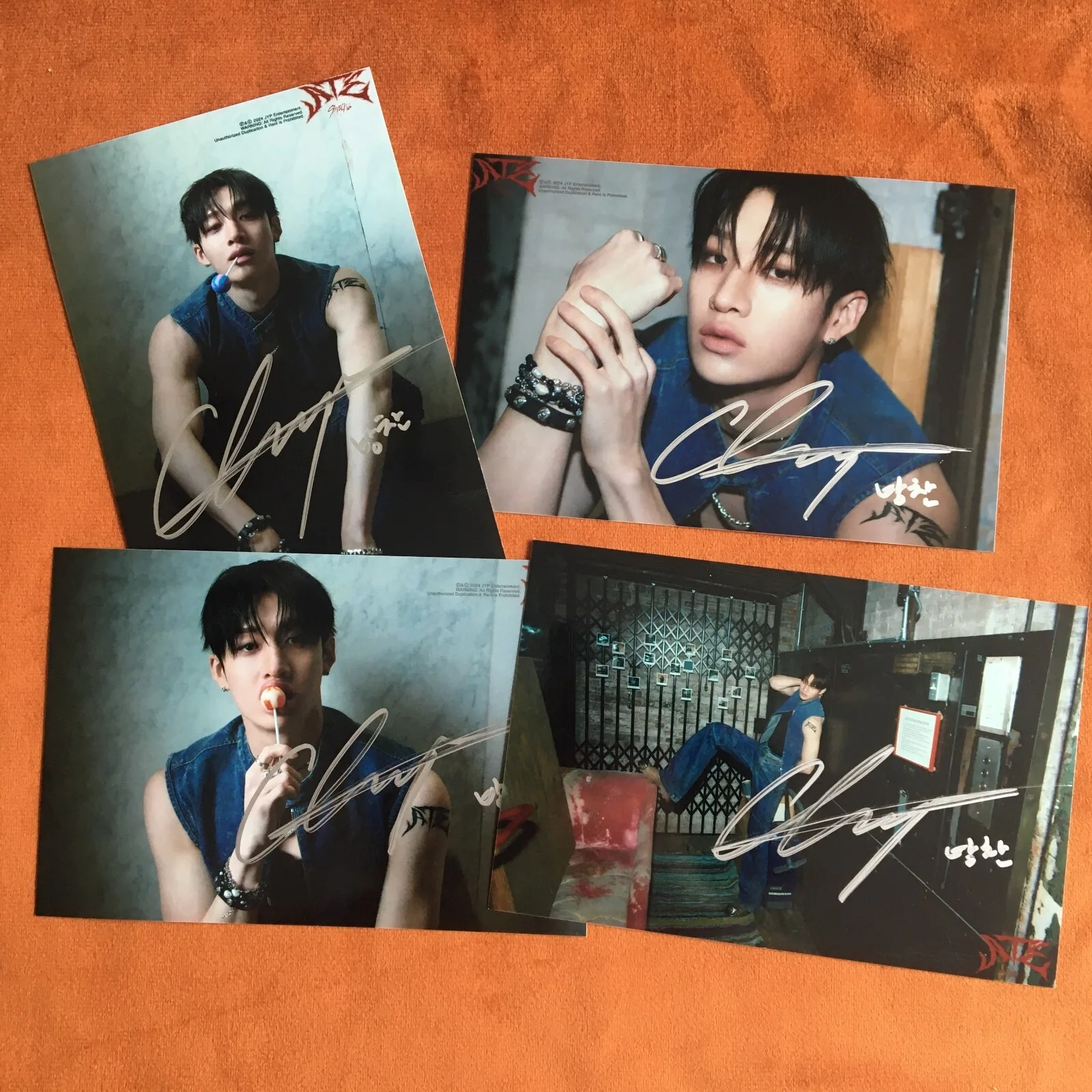 Stray Kids SKZ Bang Chan Photo ATE Autographed Signed K-POP Collection 4*6 2024, изображение 2