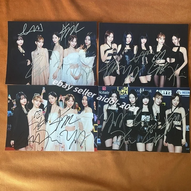 LE SSERAFIM Group Autographed Signed Photo K-POP Collection 5*7 2024A, изображение 2