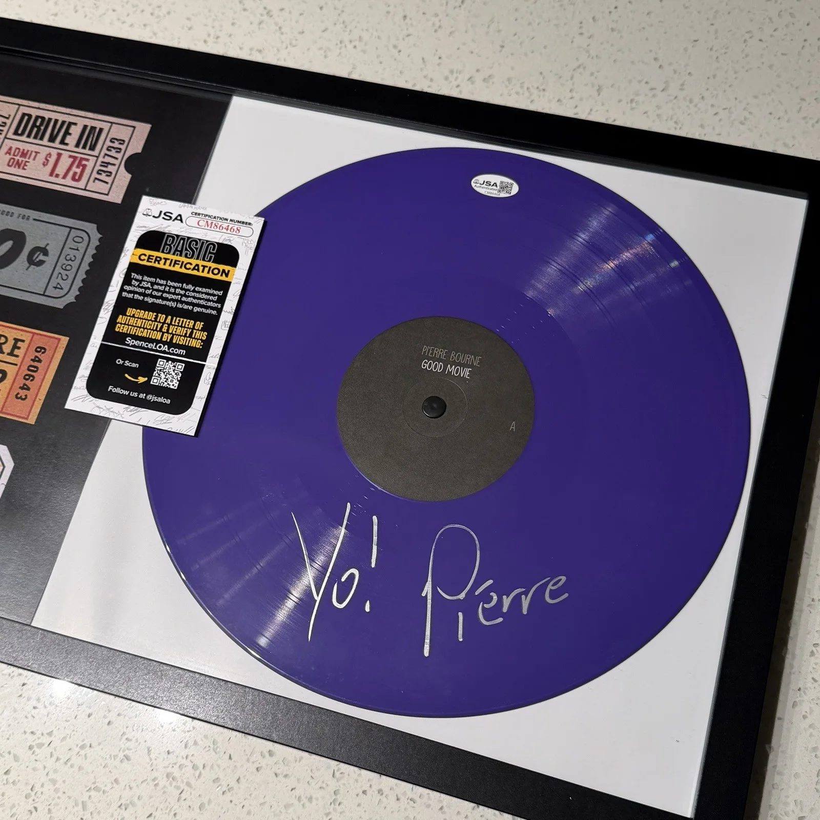 PI’ERRE BOURNE SIGNED GOOD MOVIE VINYL FRAMED RAPPER AUTOGRAPH RARE JSA COA, изображение 2
