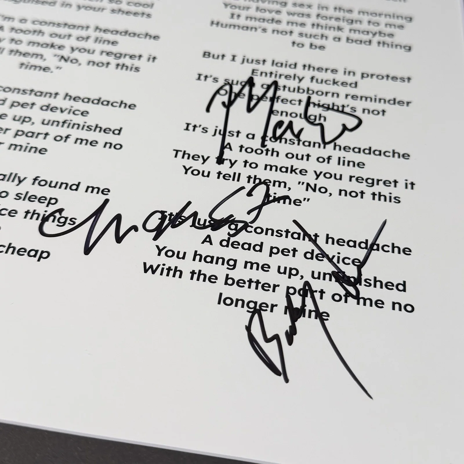 JOYCE MANOR FULL BAND SIGNED CONSTANT HEADACHE LYRIC SHEET AUTOGRAPH JSA COA, image 3
