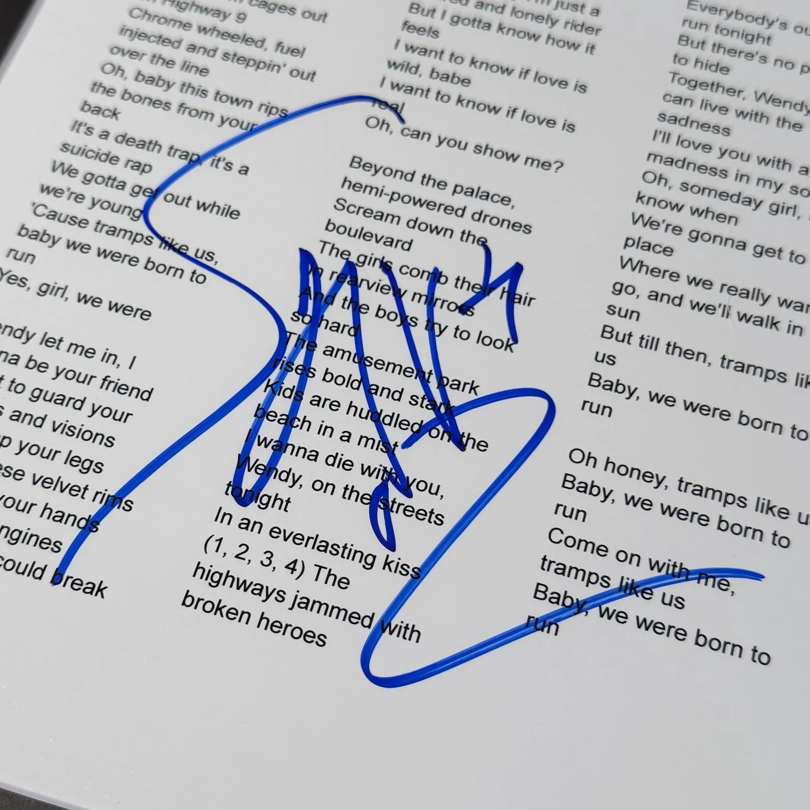 STEVEN VAN ZANDT SIGNED BRUCE SPRINGSTEEN LYRIC SHEET FRAMED AUTOGRAPH JSA COA, image 3