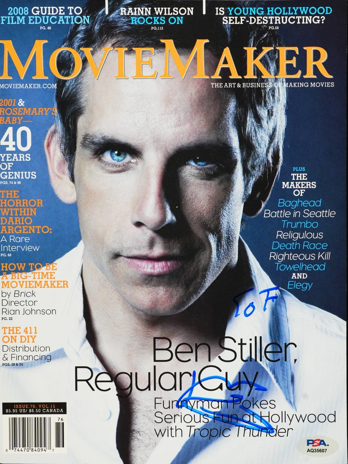 Ben Stiller — BEN STILLER SIGNED AUTOGRAPHED 8X10 PHOTOGRAPH ZOOLANDER TROPIC THUNDER PSA COA, изображение 2