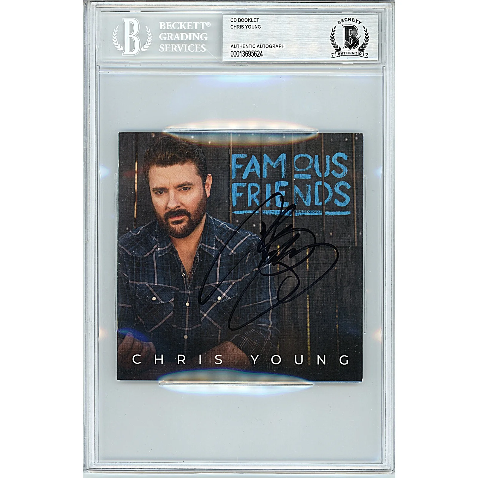Chris Young — Chris Young Signed Famous Friends CD Cover Beckett BAS Slabbed Country Auto