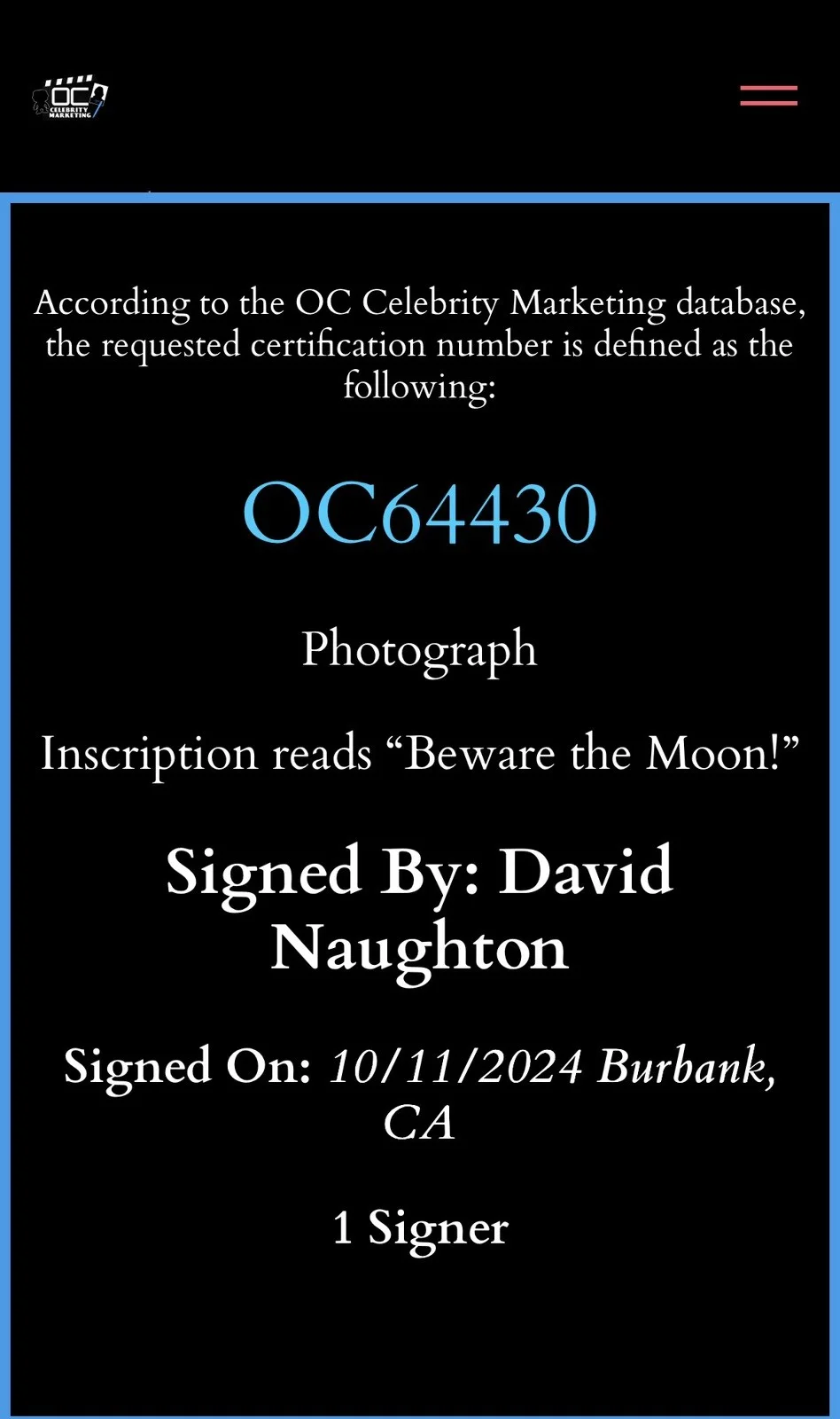 David Naughton — ✍️ An American Werewolf in London 11x17 signed and quoted David Naughton COA, image 3