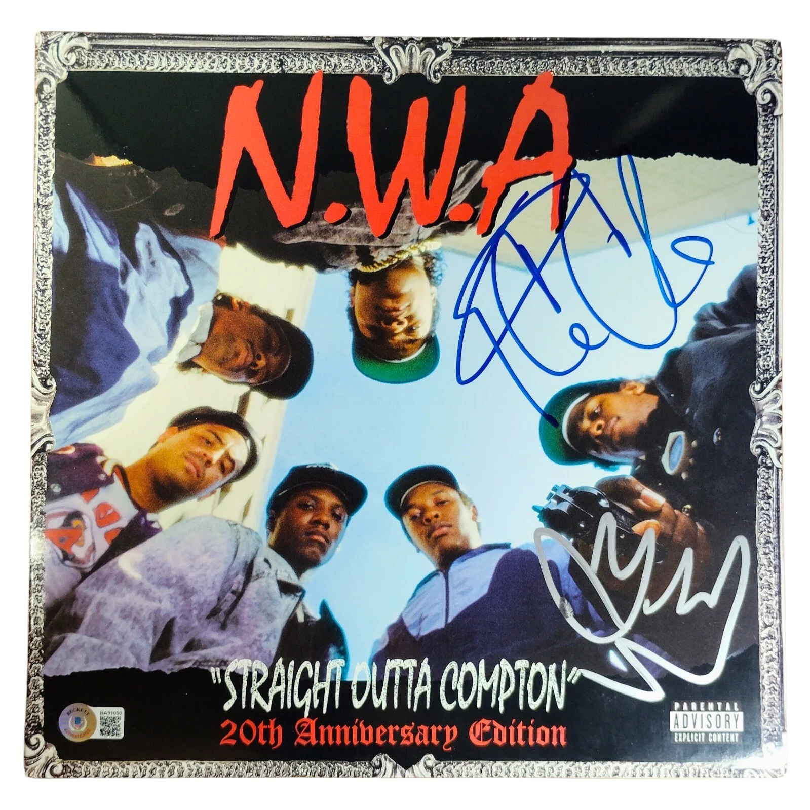 Ice Cube, DJ Yella — Ice Cube DJ Yella Signed NWA Straight Outta Compton Vinyl Beckett BAS COA Rap, image 5