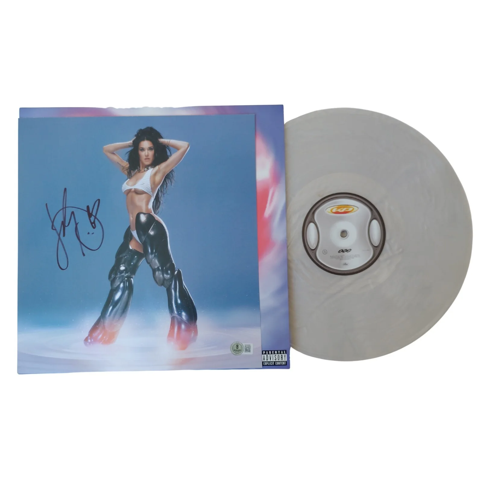 Katy Perry — Katy Perry Signed 143 Album Flat Beckett BAS Silver LP Vinyl Pop Dance Rock Auto