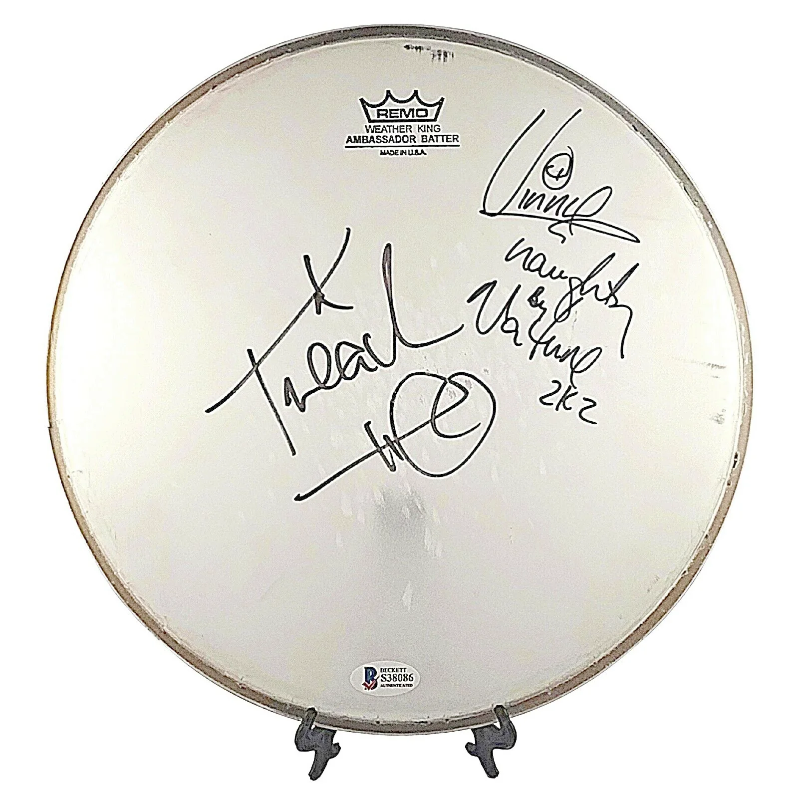 Treach, Vinnie Rock — Naughty by Nature Treach Vinnie Rock Signed Remo Drumhead Beckett BAS COA Rap, image 2