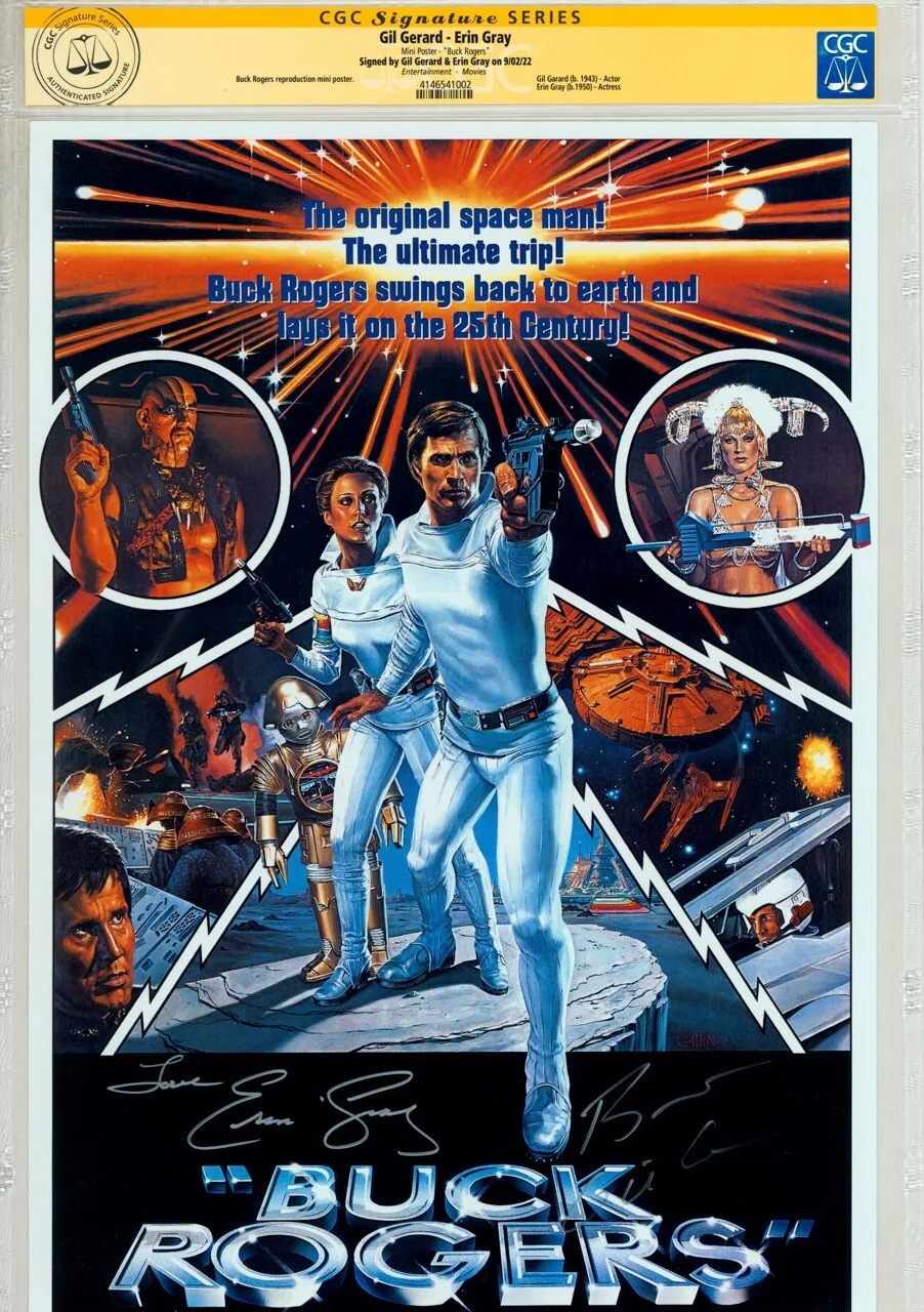 Lou Ferrigno — CGC SS SIGNED Gil Gerard & Erin Gray Buck Rogers Movie Poster / TV Show Sci-Fi, изображение 2