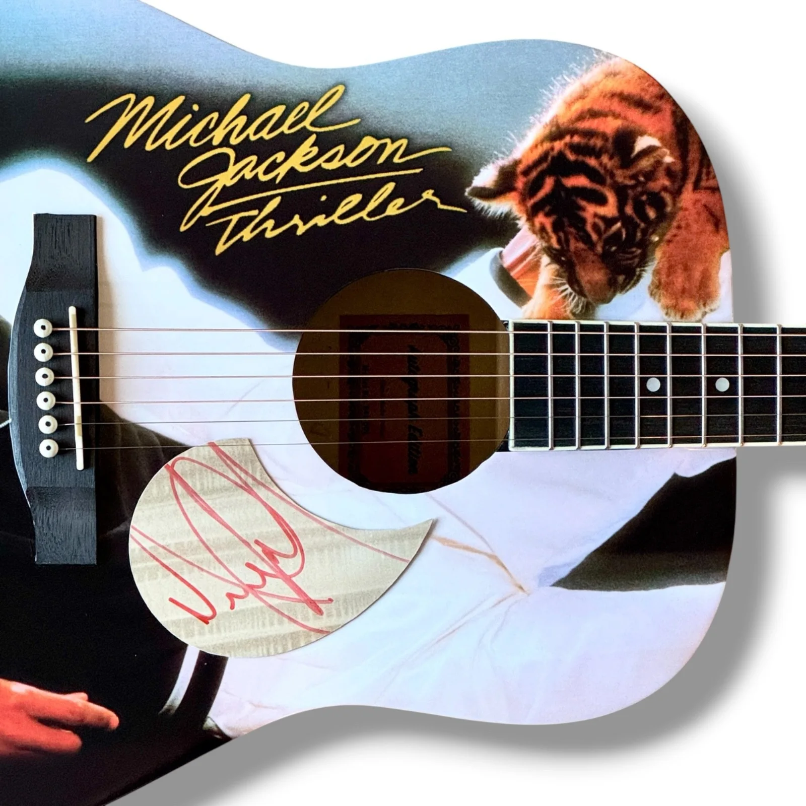 Michael Jackson Signed Guitar Custom Graphics COA Thriller Billie Jean Jackson 5, image 2