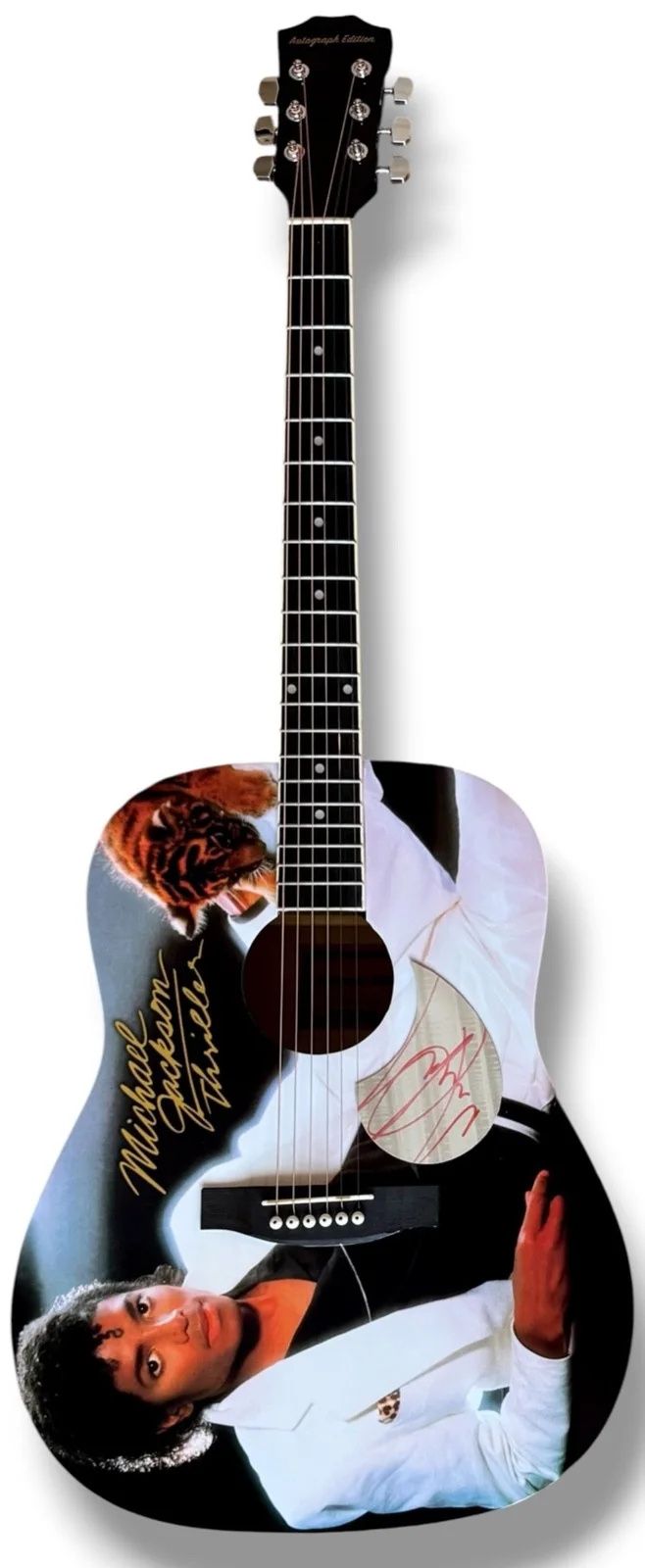 Michael Jackson Signed Guitar Custom Graphics COA Thriller Billie Jean Jackson 5, image 3
