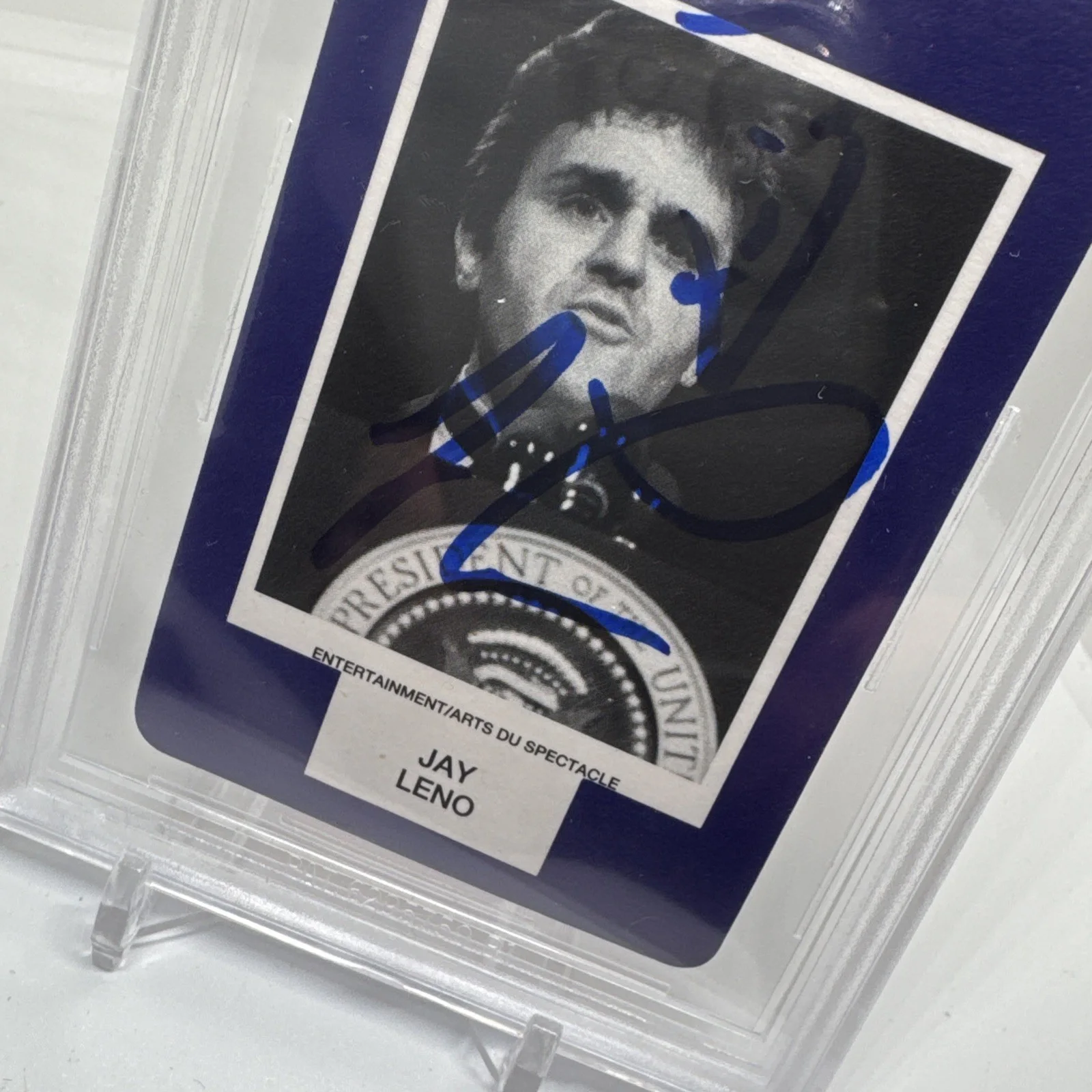 Jay Leno — 1991 JAY LENO FACE TO FACE Gamecard Beckett Authentic Slab Auto The Tonight Show, image 3