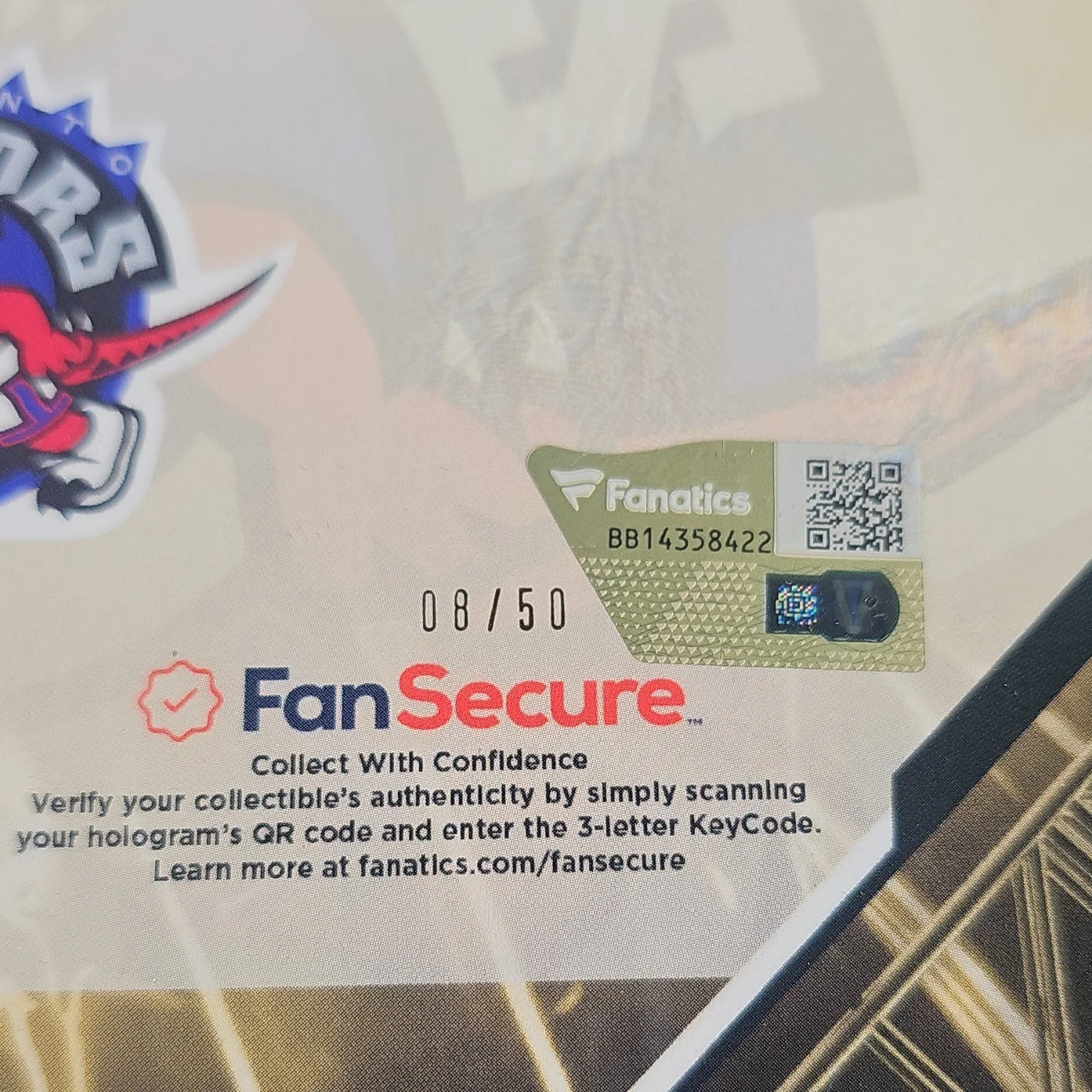Vince Carter — Vince Carter Signed Toronto Raptors Photo, Fanatics FanSecure, 08/50, image 3