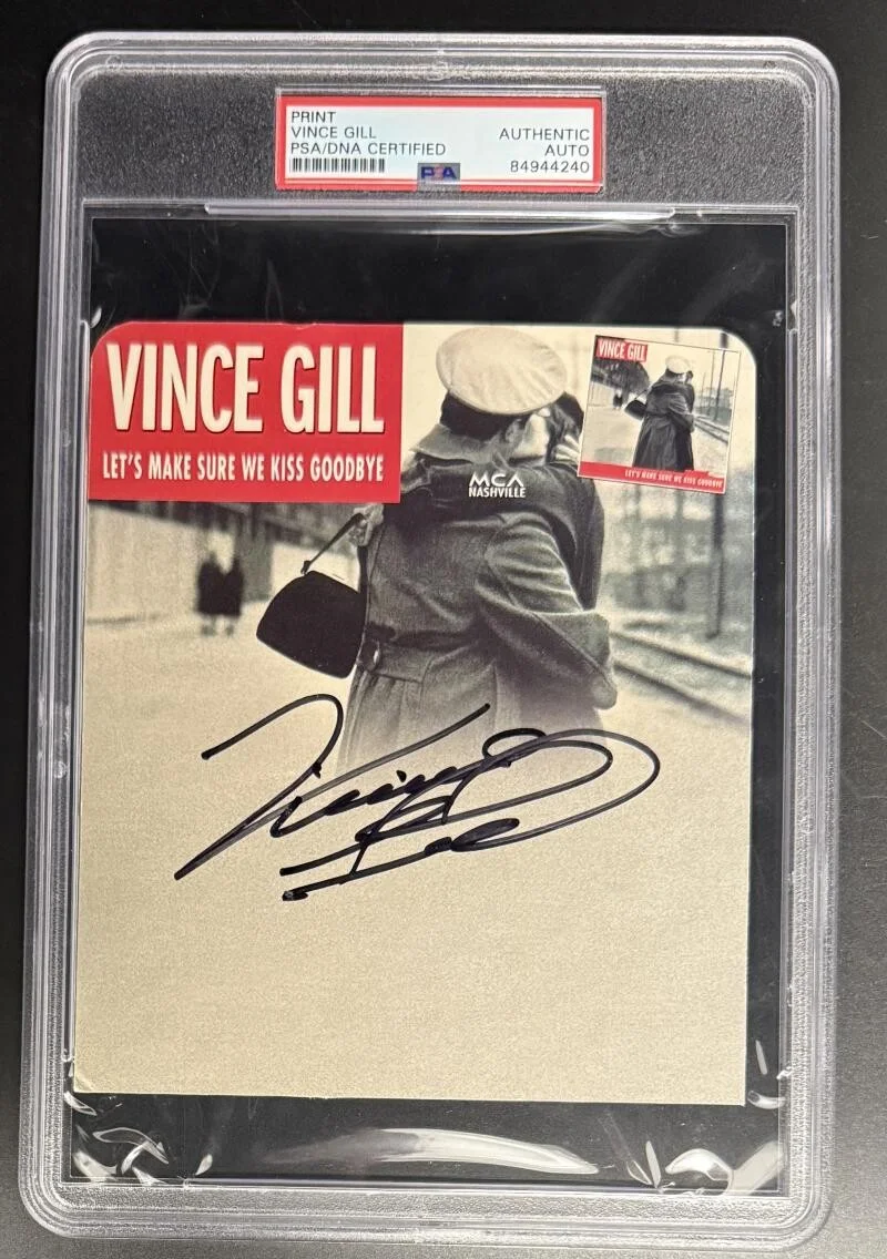 Vince Gill — Vince Gill Signed Autograph PSA/DNA Slabbed Goodbye Kiss Rare Photo Print COA
