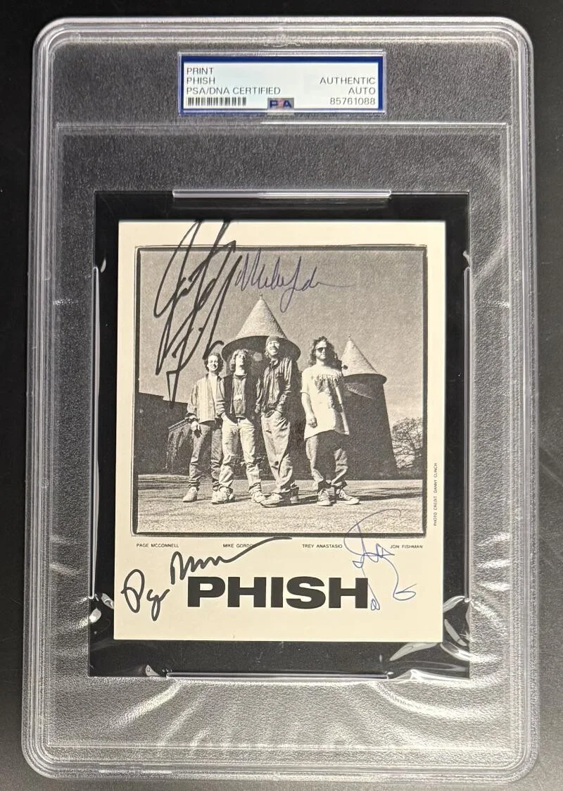 Trey Anastasio, Mike Gordon, Page McConnell and Jon Fishman — Trey Anastasio Jon Fishman Mike & Page Signed Autograph PSA/DNA Slab Phish Photo