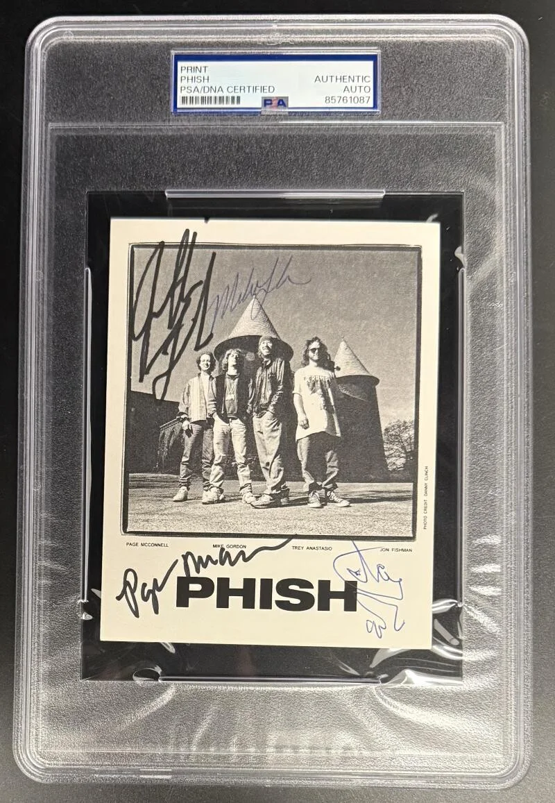 Trey Anastasio, Mike Gordon, Page McConnell and Jon Fishman — Phish Band Signed Autograph PSA/DNA Photo - Jon Fishman Trey Anastasio Mike Page