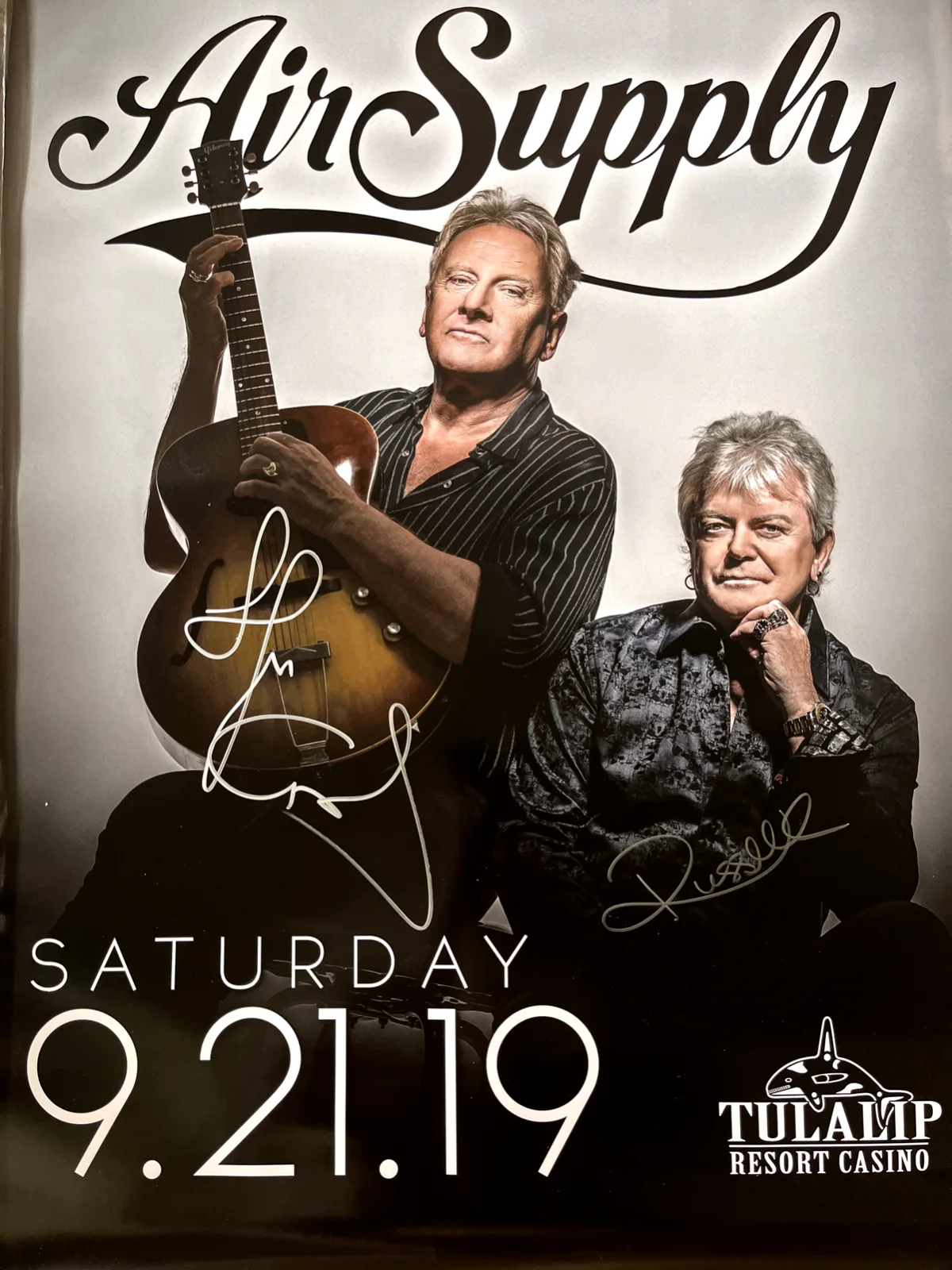 LOVE AUTOGRAPH Air Supply Concert Poster Signed by both, w set list!, image 4
