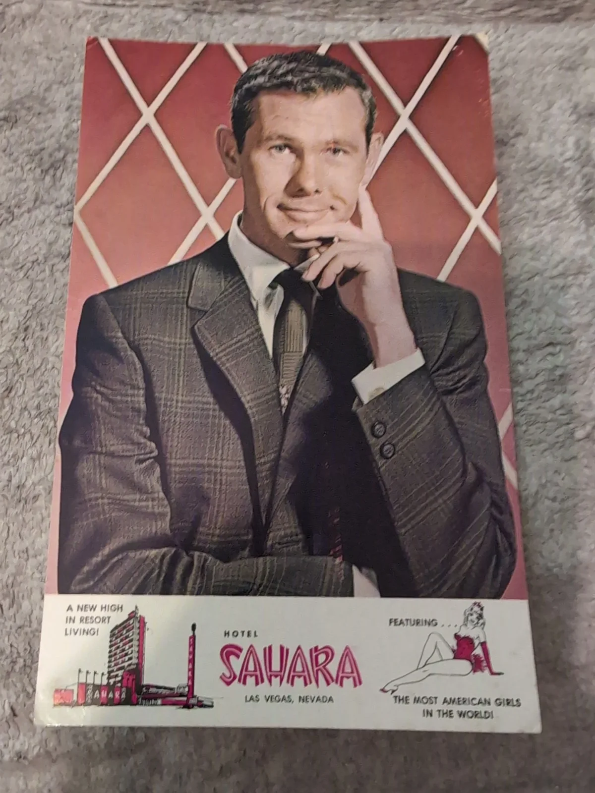 Johnny Carson — Johnny Carson Signed Autographed Pre Tonight Show Sahara Casino Postcard