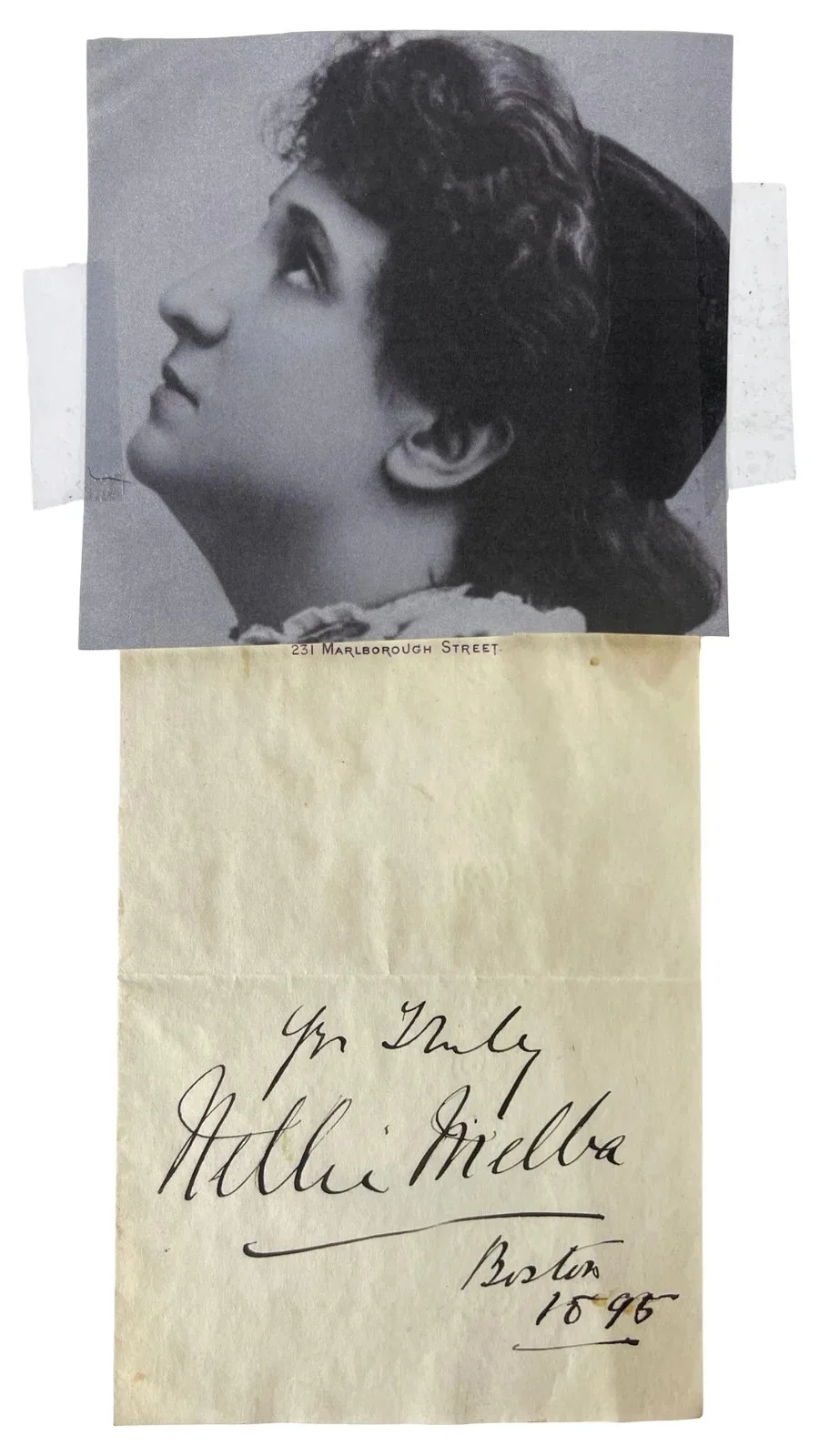 Nellie Melba — Vintage 1895 Dame Nellie Melba Autographed Page & Photo Operatic Soprano
