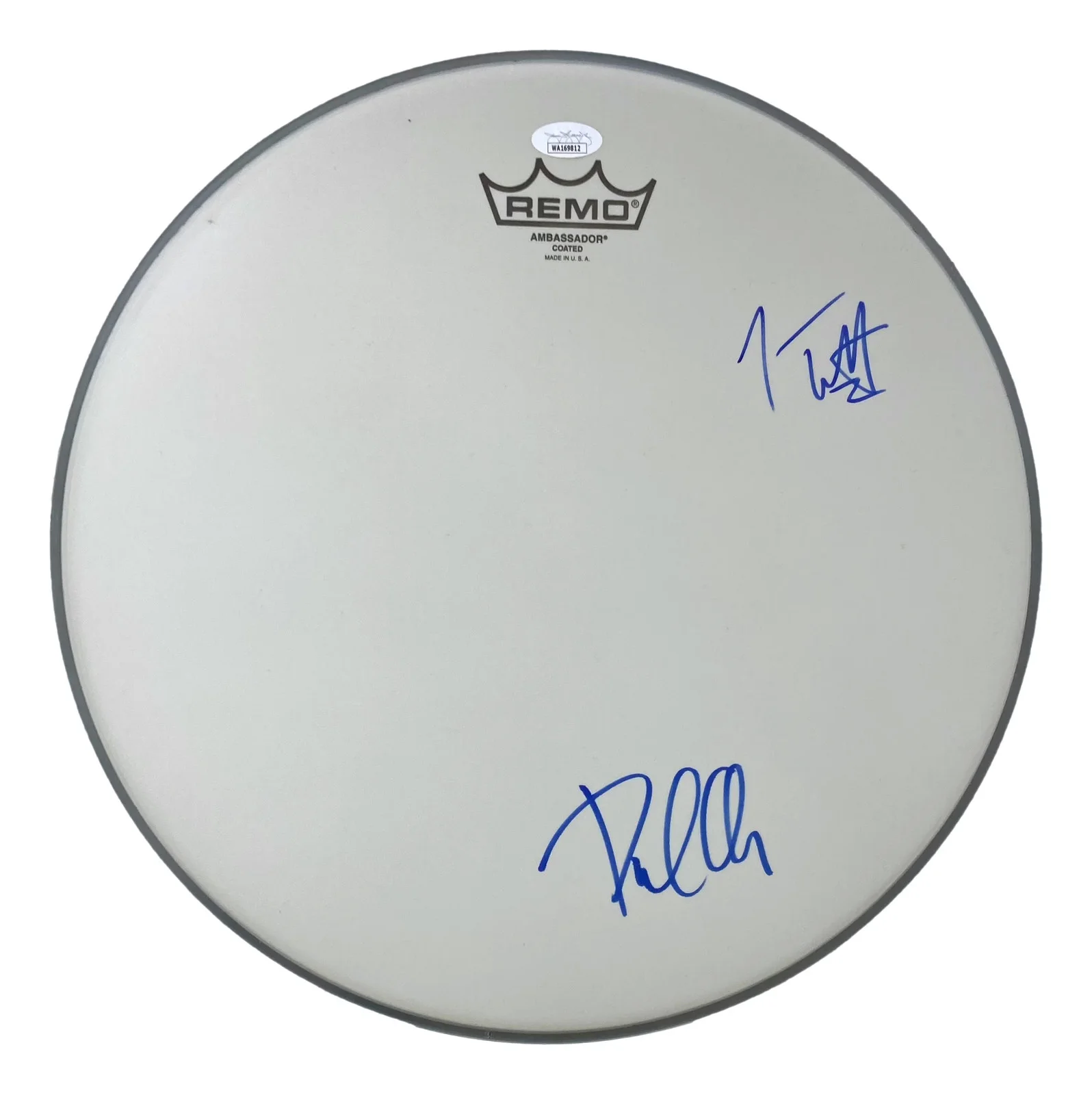Joe Elliott — Joe Elliott Phil Collen Def Leppard Signed 15" Flt Gray Remo Drum Head JSA Holo, изображение 4