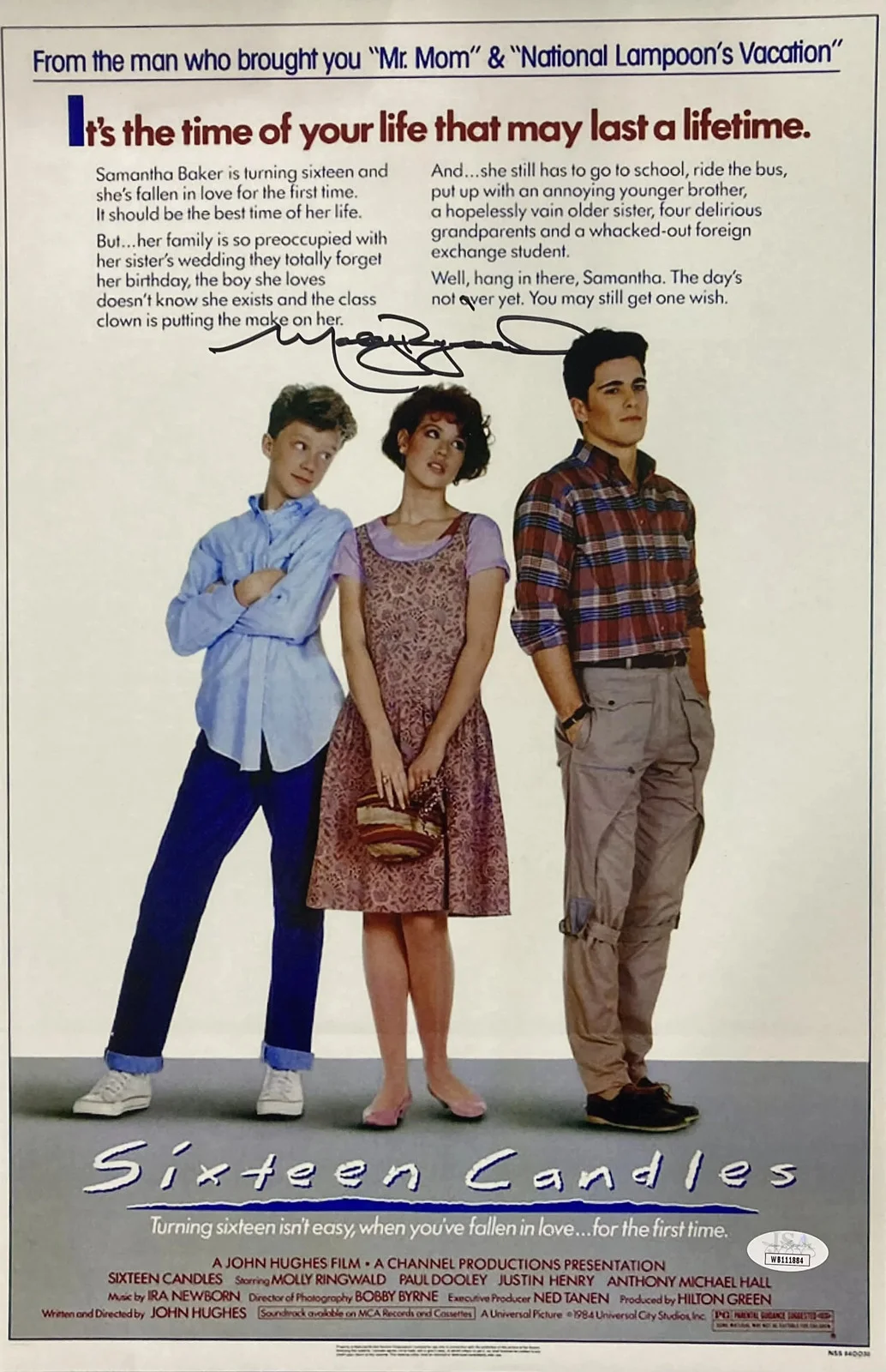 Molly Ringwald — Molly Ringwald Signed 11x17 Sixteen Candles Movie Poster Photo JSA ITP, изображение 5
