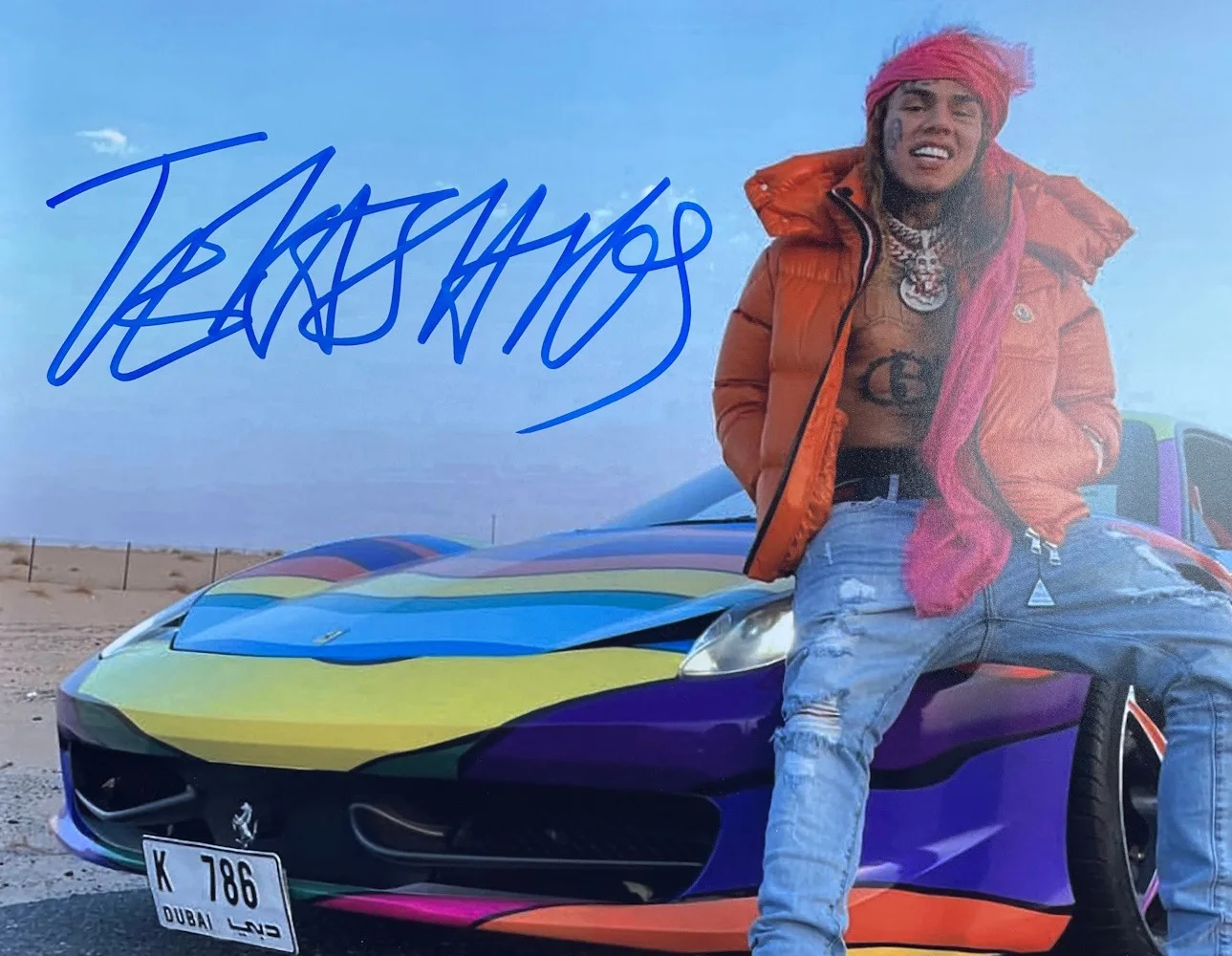 Tekashi 6ix9ine — Tekashi 6ix9ine With Car Signed 16x20 Photo BAS, image 2