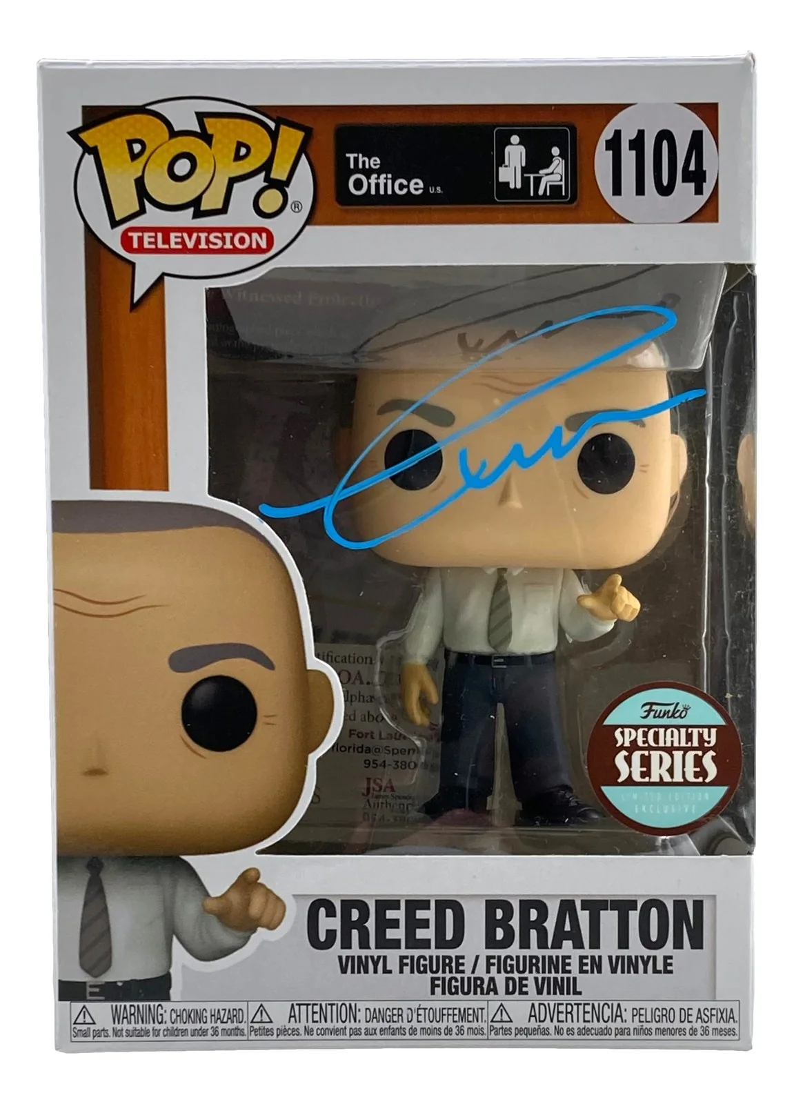 Creed Bratton — Creed Bratton Signed In Blue The Office Funko Pop #1104 JSA ITP