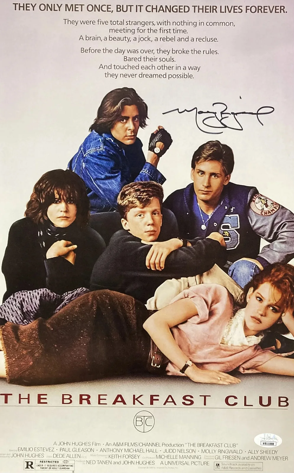 Molly Ringwald — Molly Ringwald Top Signed 11x17 The Breakfast Club Movie Poster Photo JSA ITP, изображение 5