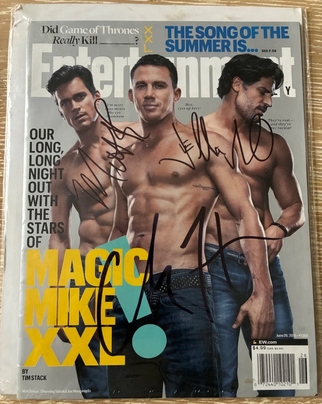 Channing Tatum, Matt Bomer and Joe Manganiello — MAGIC MIKE XXL Cast Signed Set: 3-Signature EW Magazine + Channing Tatum 8x10