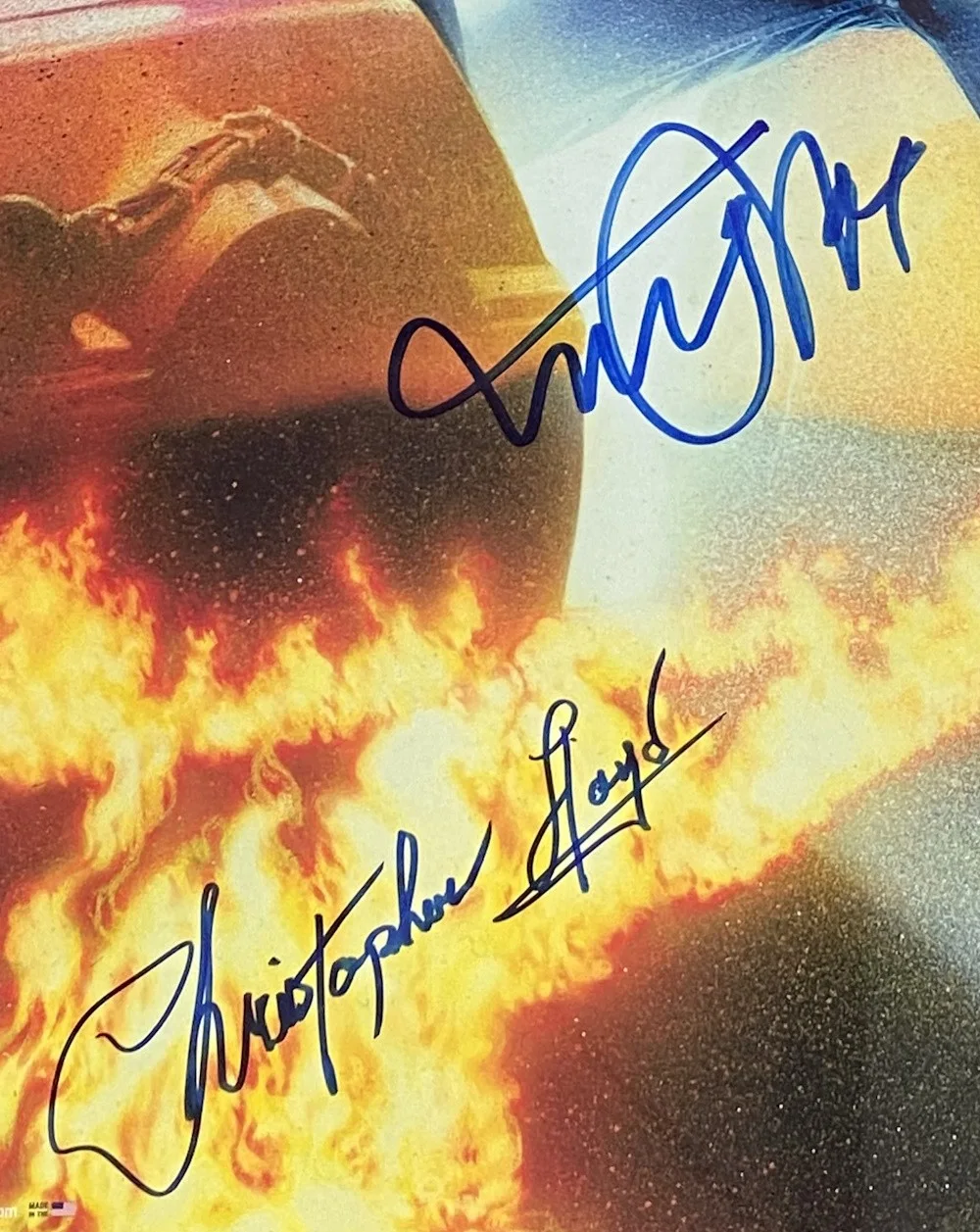 Michael J Fox Christopher Lloyd Signed Framed BTTF Poster PSA+JSA Hologram, image 2