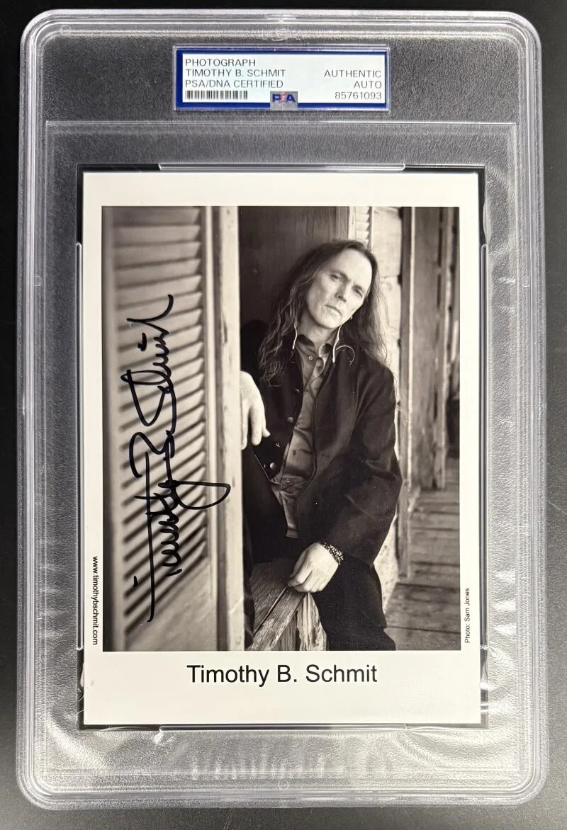 Timothy B. Schmit — Timothy B. Schmit Eagles Signed Autograph PSA/DNA Slabbed Rare Photo Print COA A