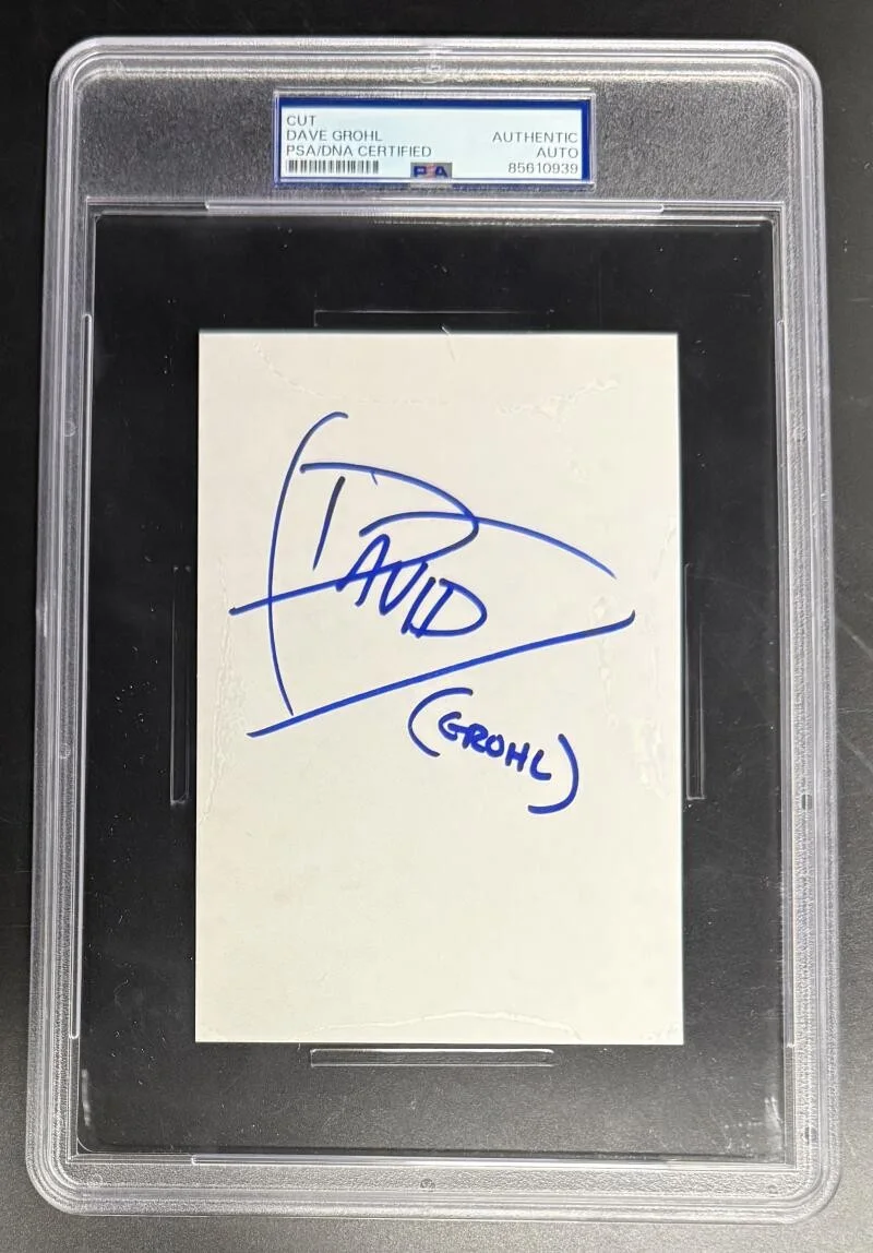 Dave Grohl — Dave Grohl Foo Fighters Signed Autograph PSA/DNA Slabbed Full Name Signature Cut