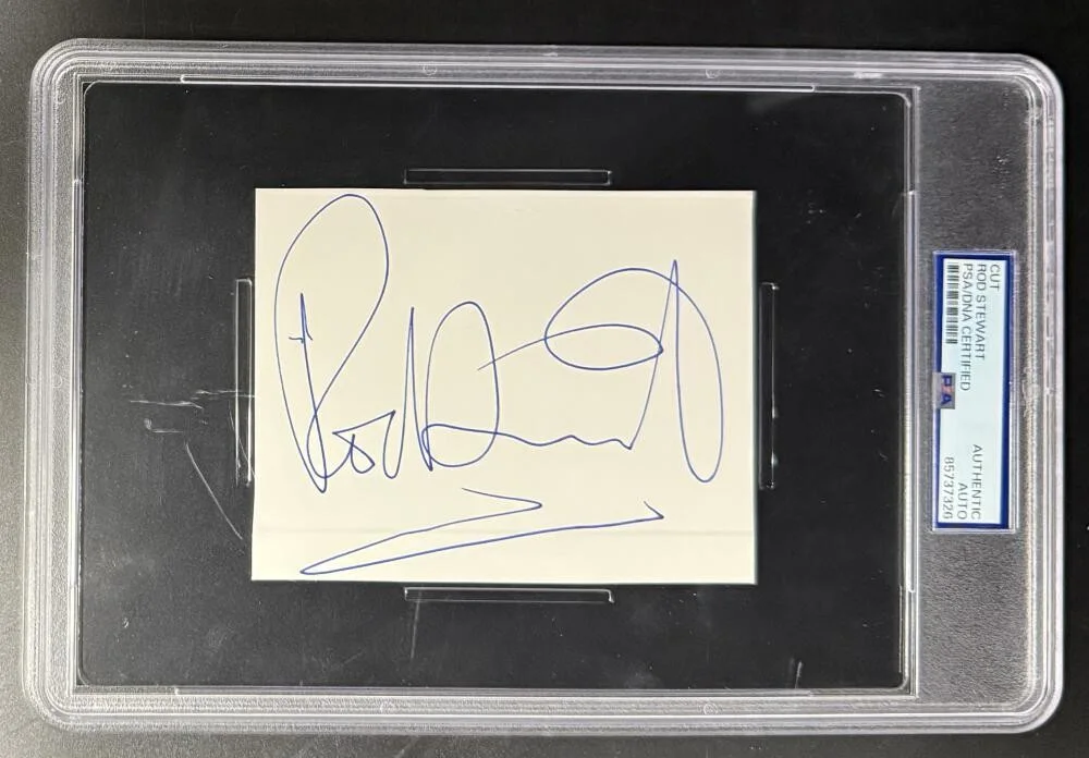 Rod Stewart — Rod Stewart Signed Autograph PSA/DNA Slabbed Encapsulated Cut Signature COA