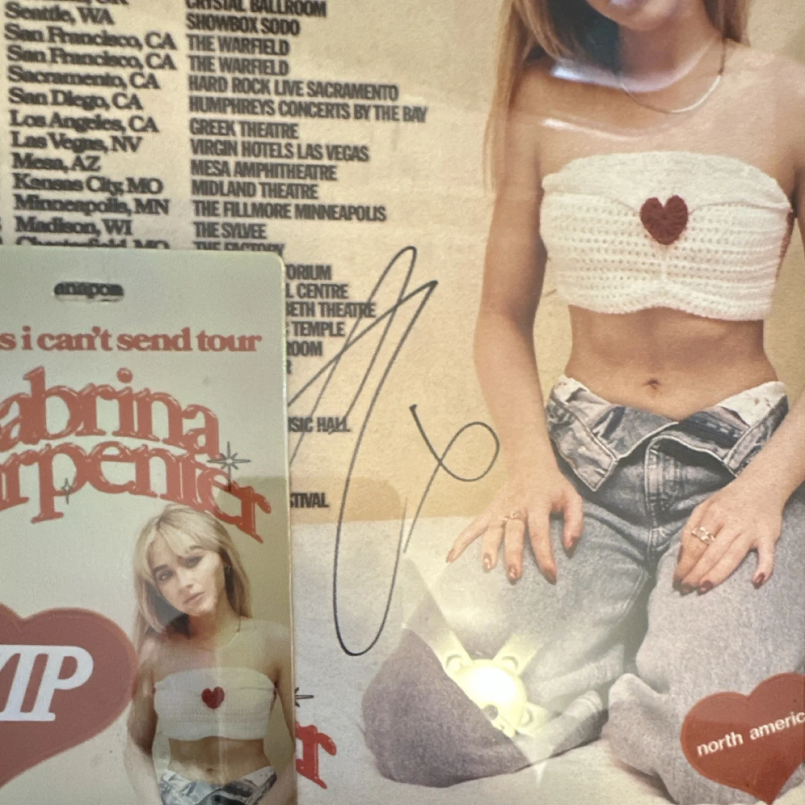 Sabrina Carpenter Emails I Can't Send Tour VIP Signed Autographed Poster, изображение 2