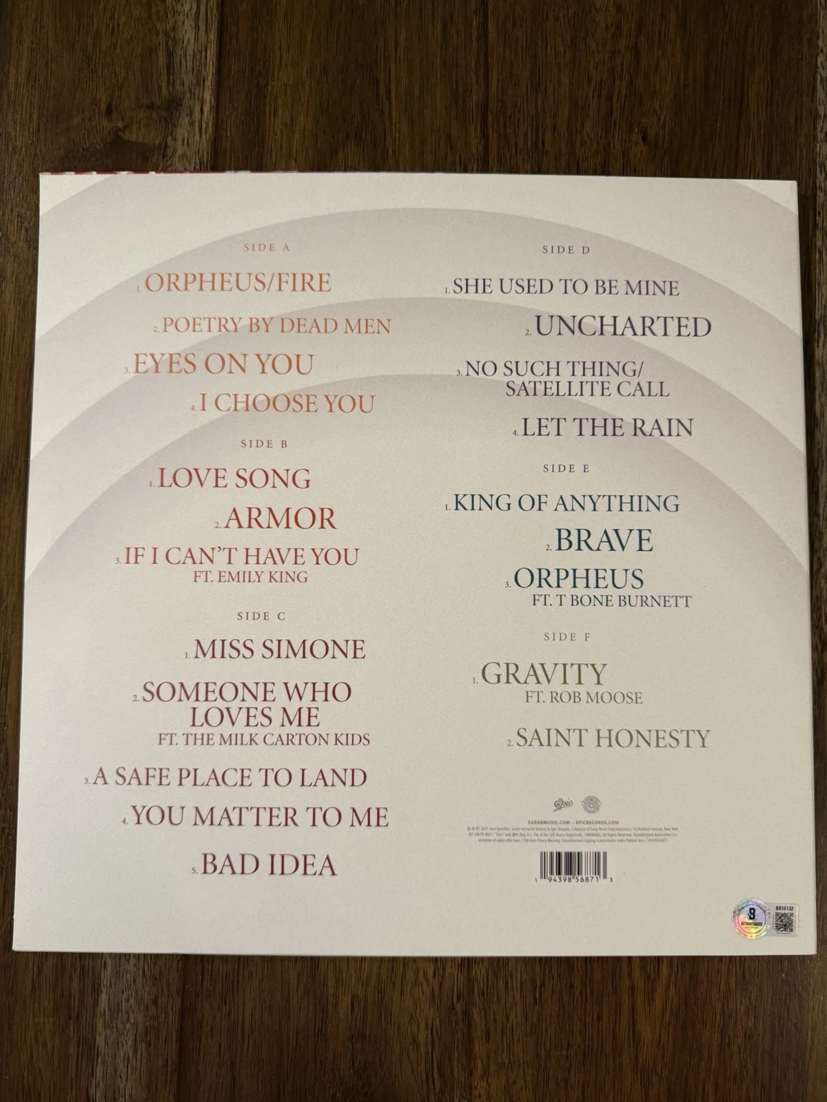 ‘Sara Bareilles’ Signed Vinyl Album ‘Amidst The Chaos: Live’ Beckett Certified, изображение 3