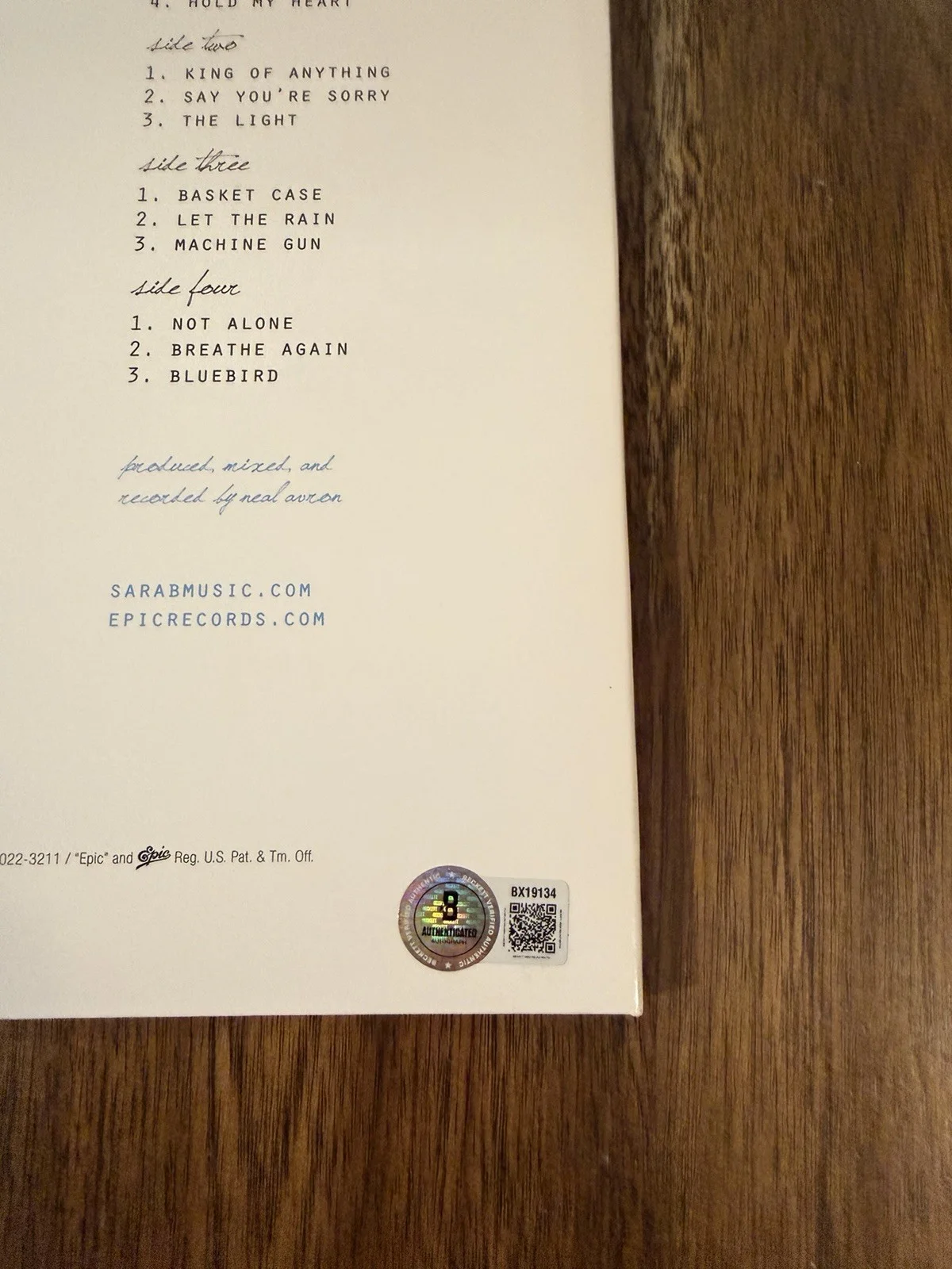 ‘Sara Bareilles’ Signed Vinyl Album ‘Kaleidoscope Heart’ Beckett Certified, изображение 4