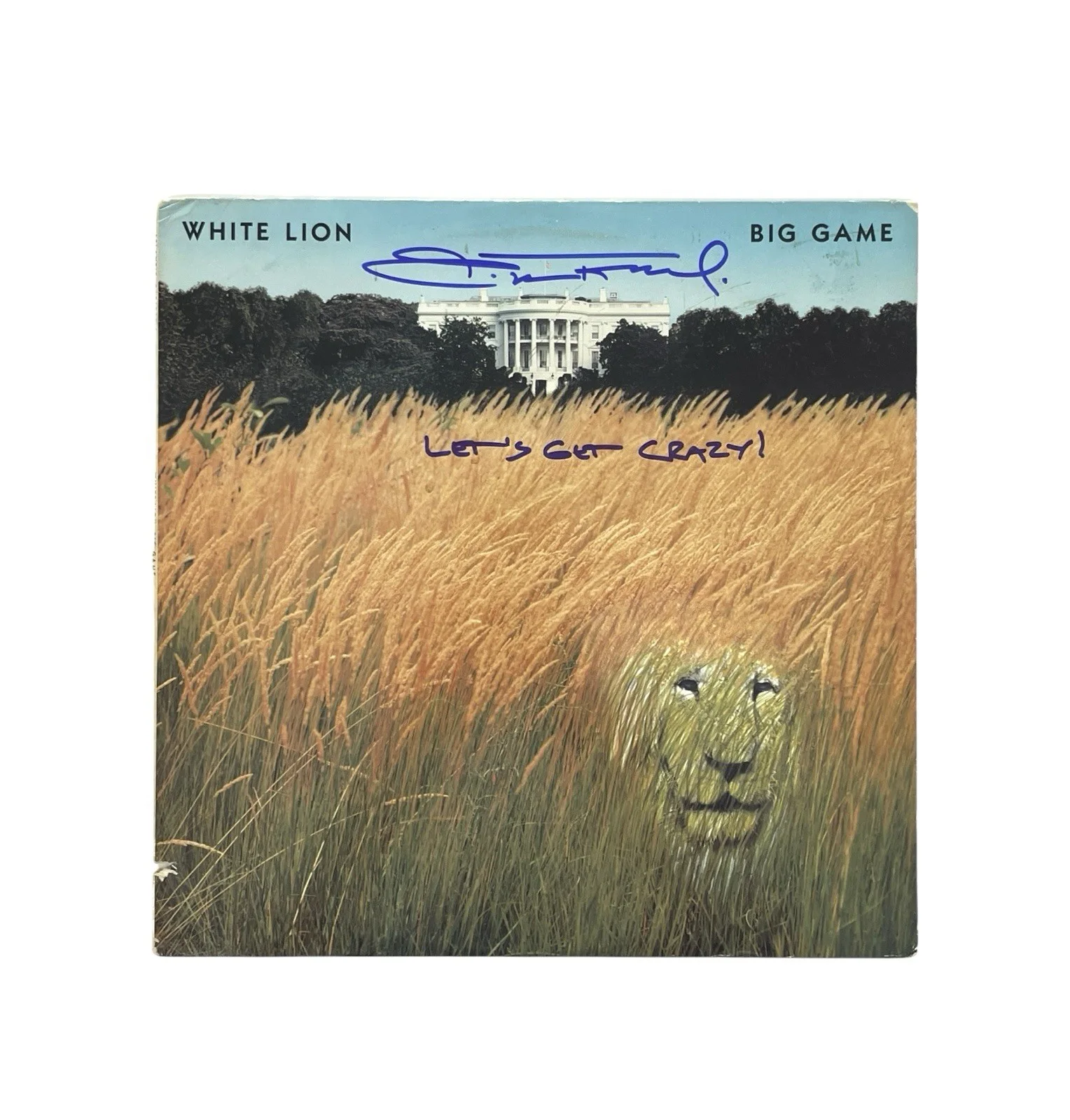 White Lion Signed Big Game Original 1st Press Vinyl Album Record Mike Tramp JSA, изображение 2