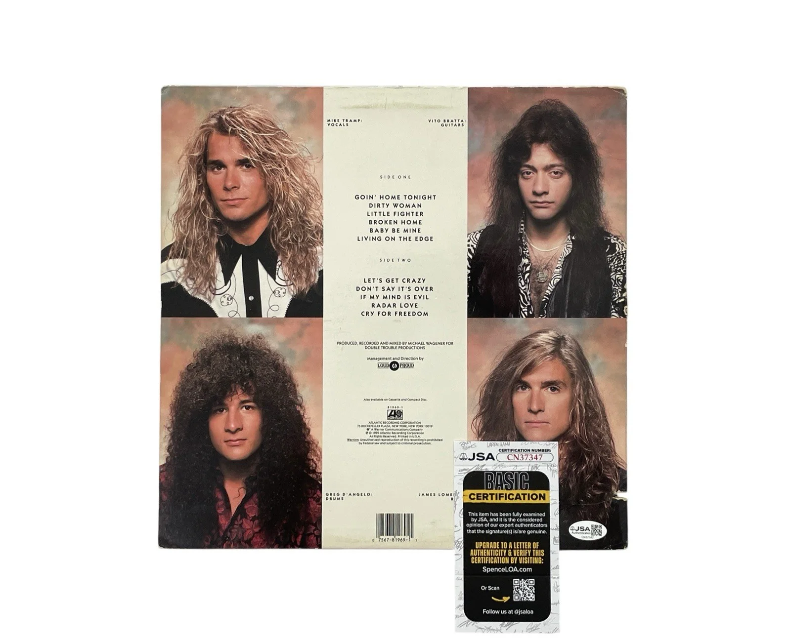 White Lion Signed Big Game Original 1st Press Vinyl Album Record Mike Tramp JSA, изображение 3